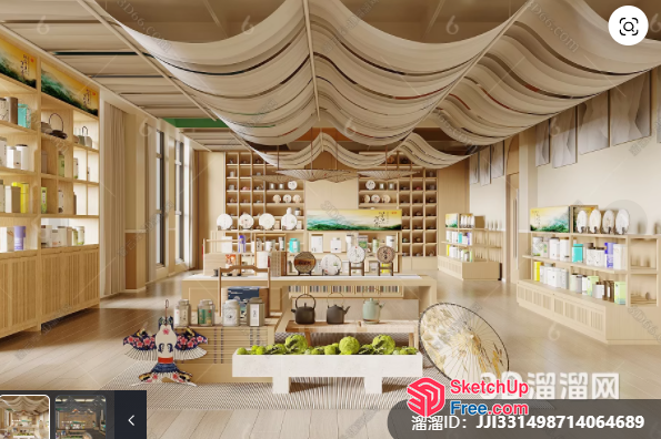 Modern Japanese-Style Store Interior 3D SketchUp File
