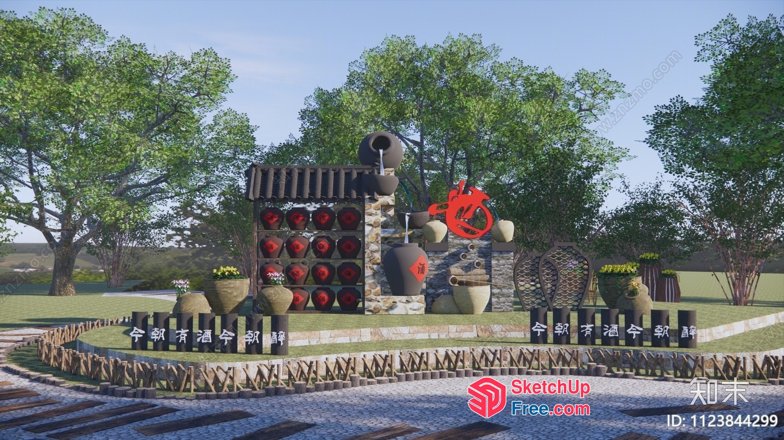 Traditional Asian-Inspired Outdoor Display 3D SketchUp File