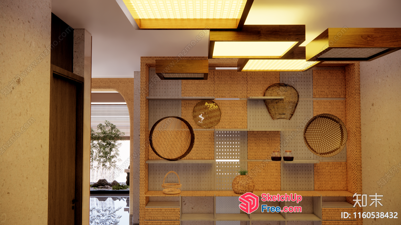 Japanese-Inspired Wabi-Sabi Style Decorative Shelf 3D SketchUp File