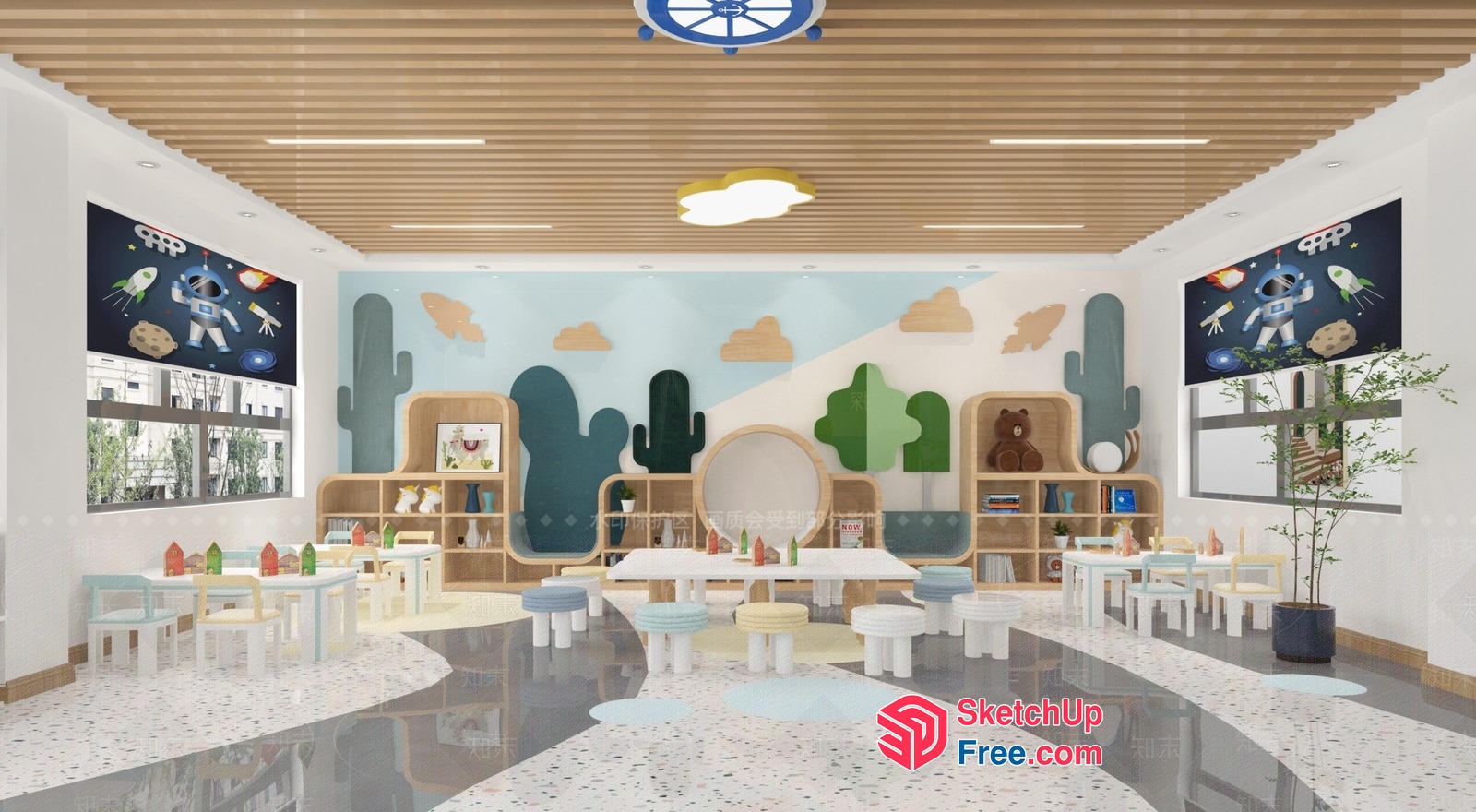 Modern Playroom With Vibrant Decor And Natural Elements 3D SketchUp File
