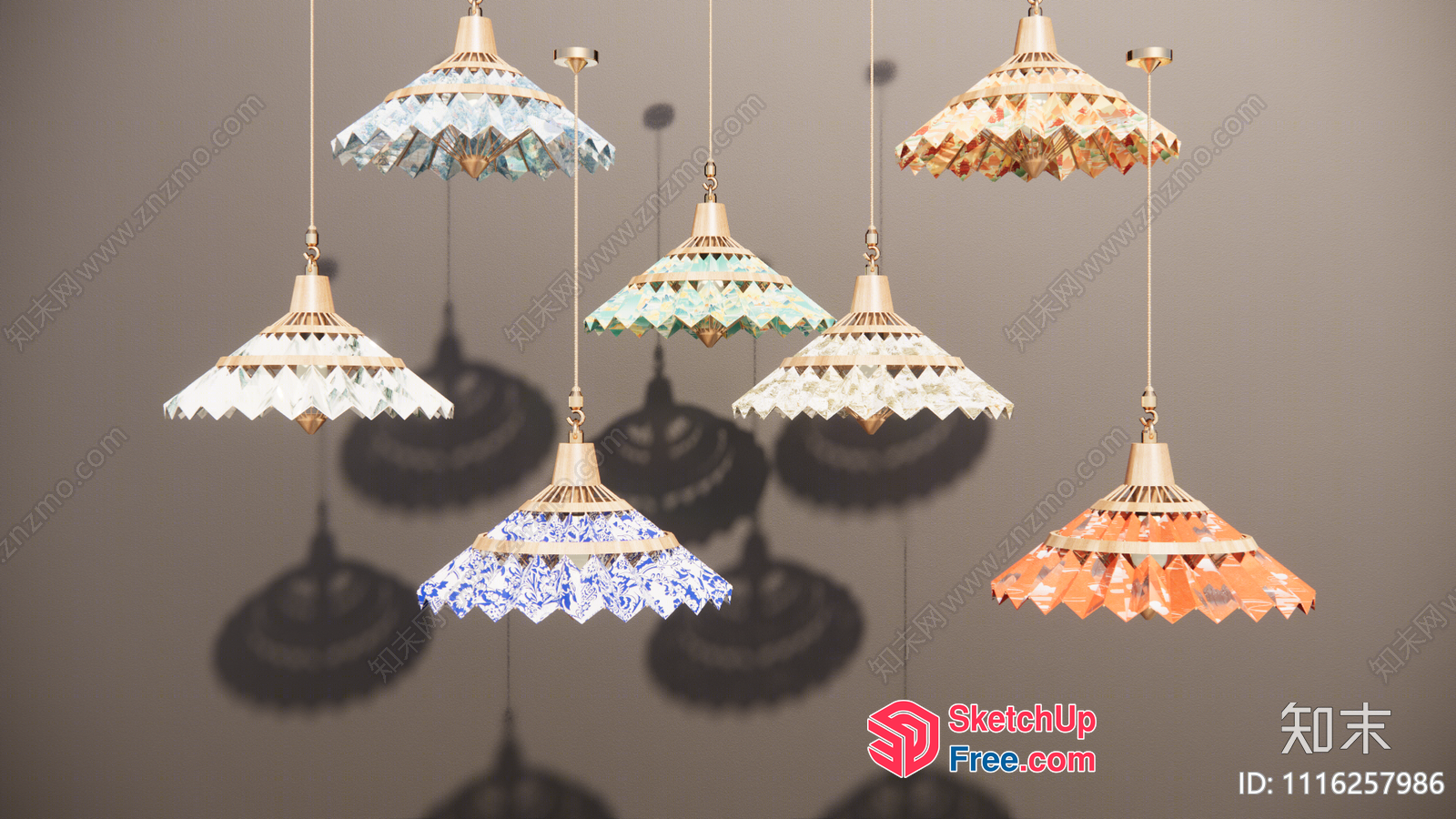 Luxurious Pendant Lamps In Pastel Hues 3D SketchUp File