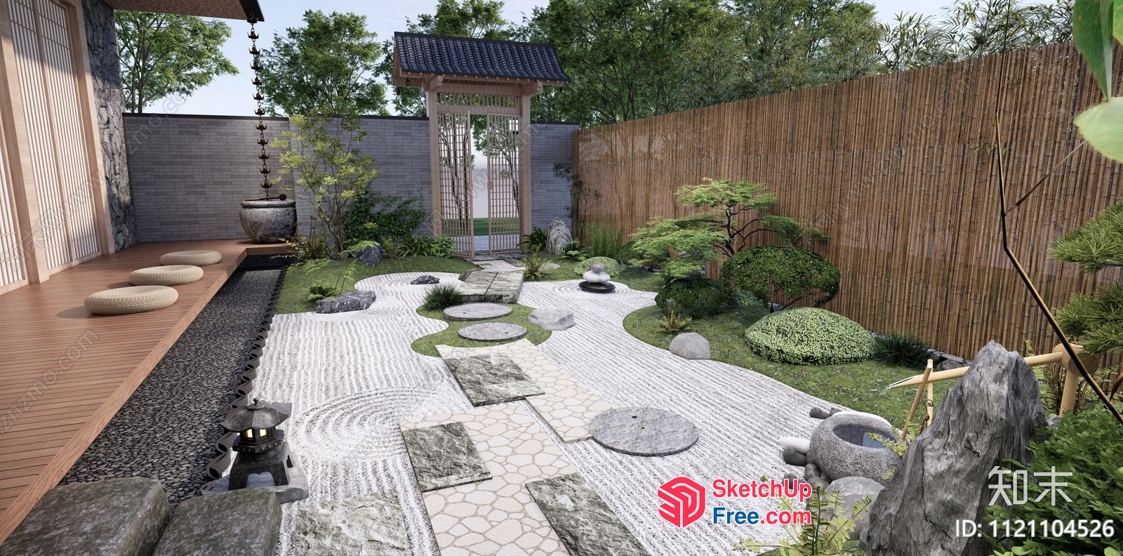 Serene Japanese-Inspired Zen Garden 3D SketchUp File