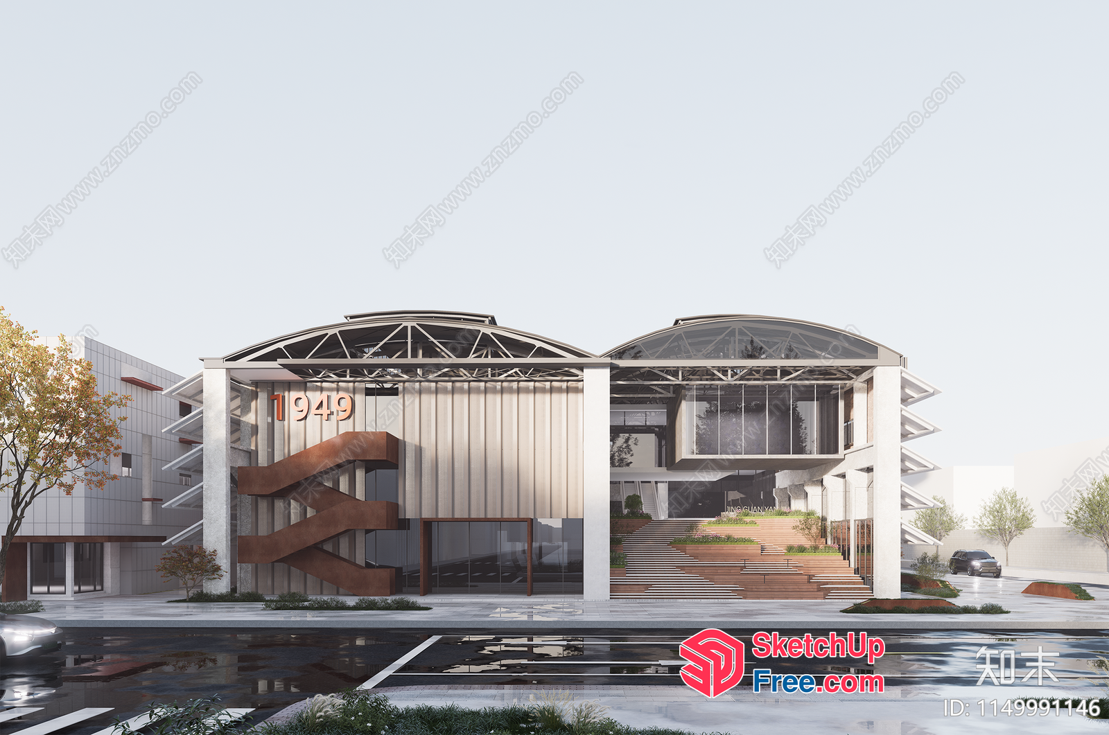 Modern Industrial Style Office Building 3D SketchUp File
