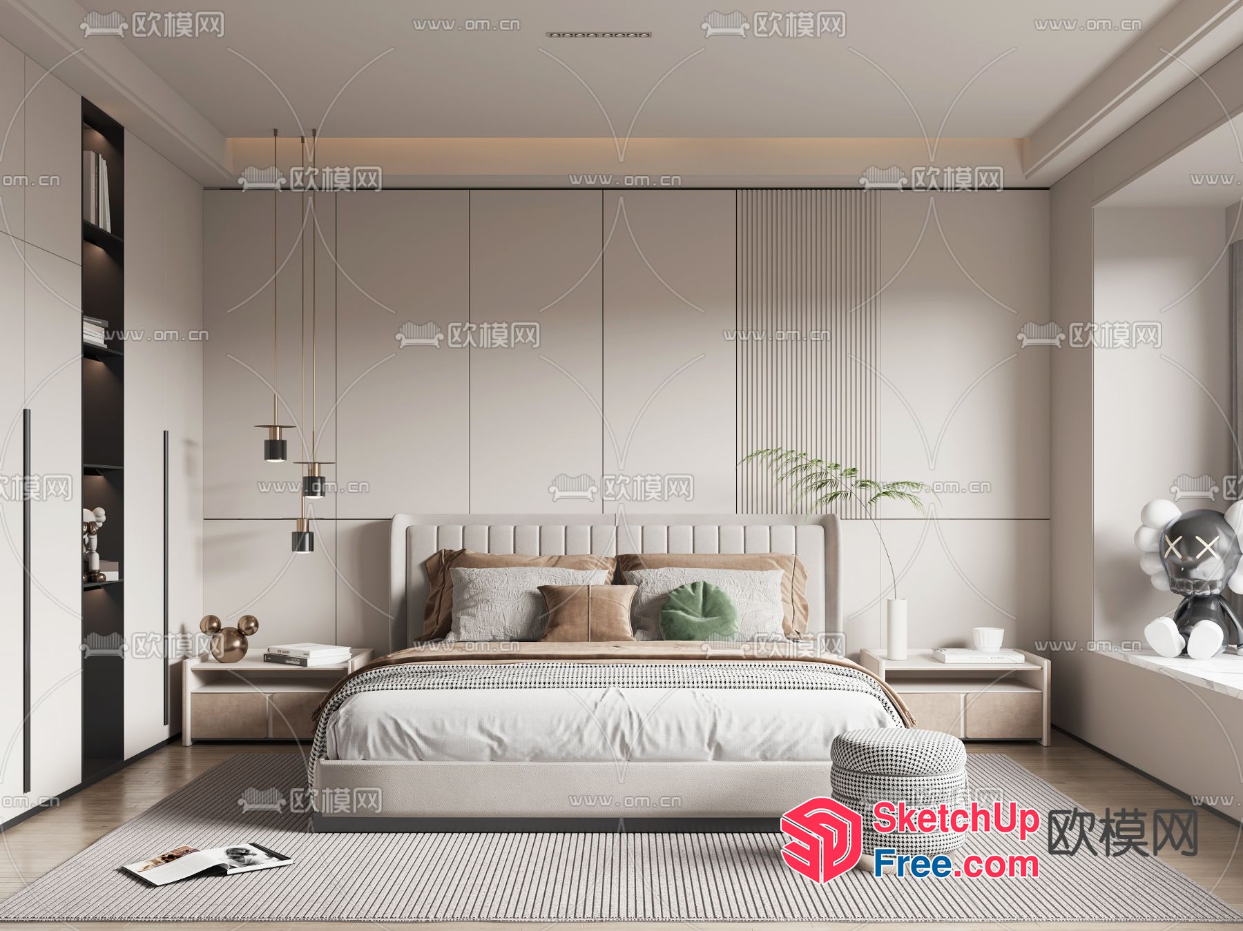 Modern Minimalist Bedroom Interior 3D SketchUp File