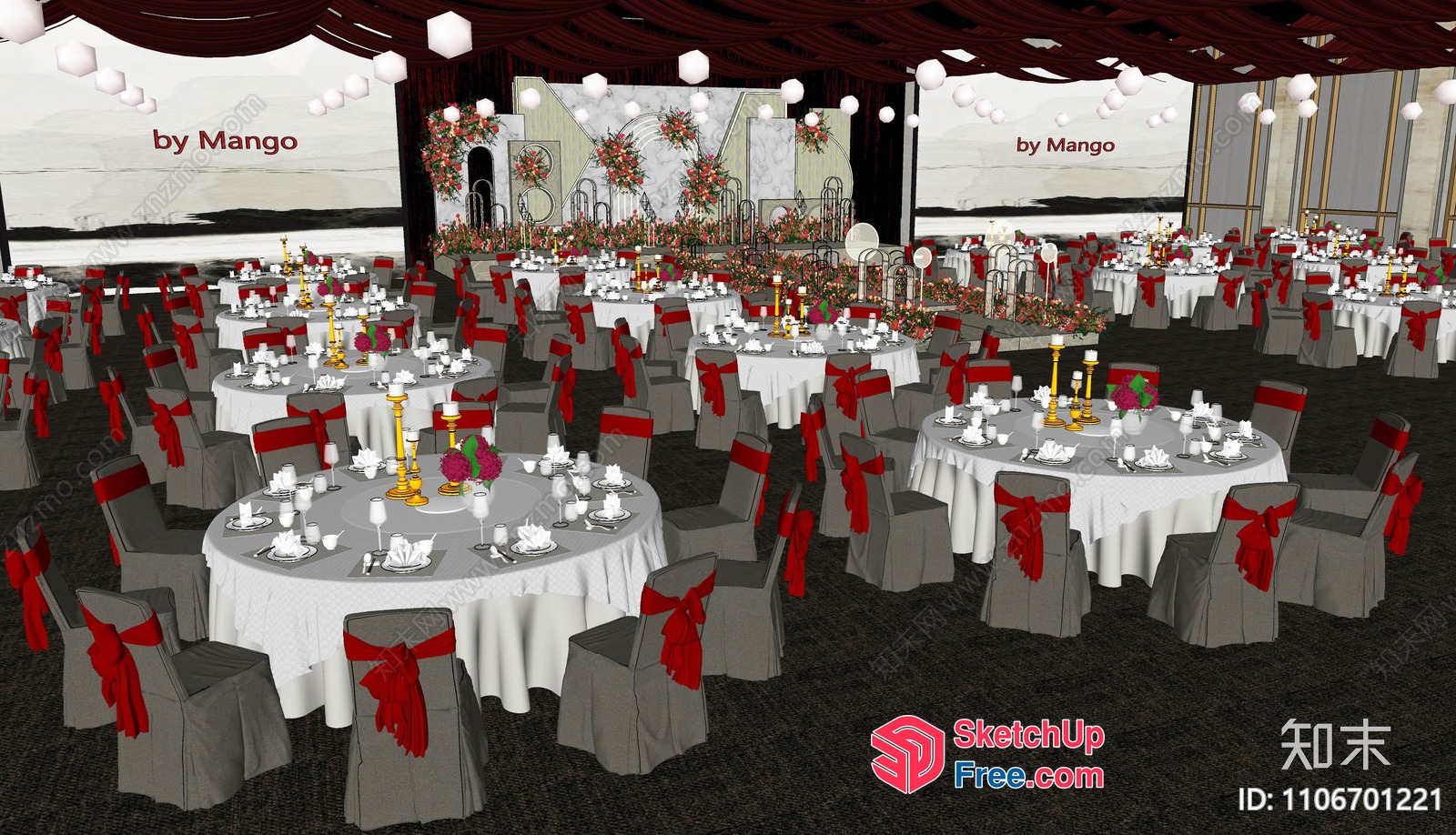 Luxurious Wedding Reception Decor 3D SketchUp File