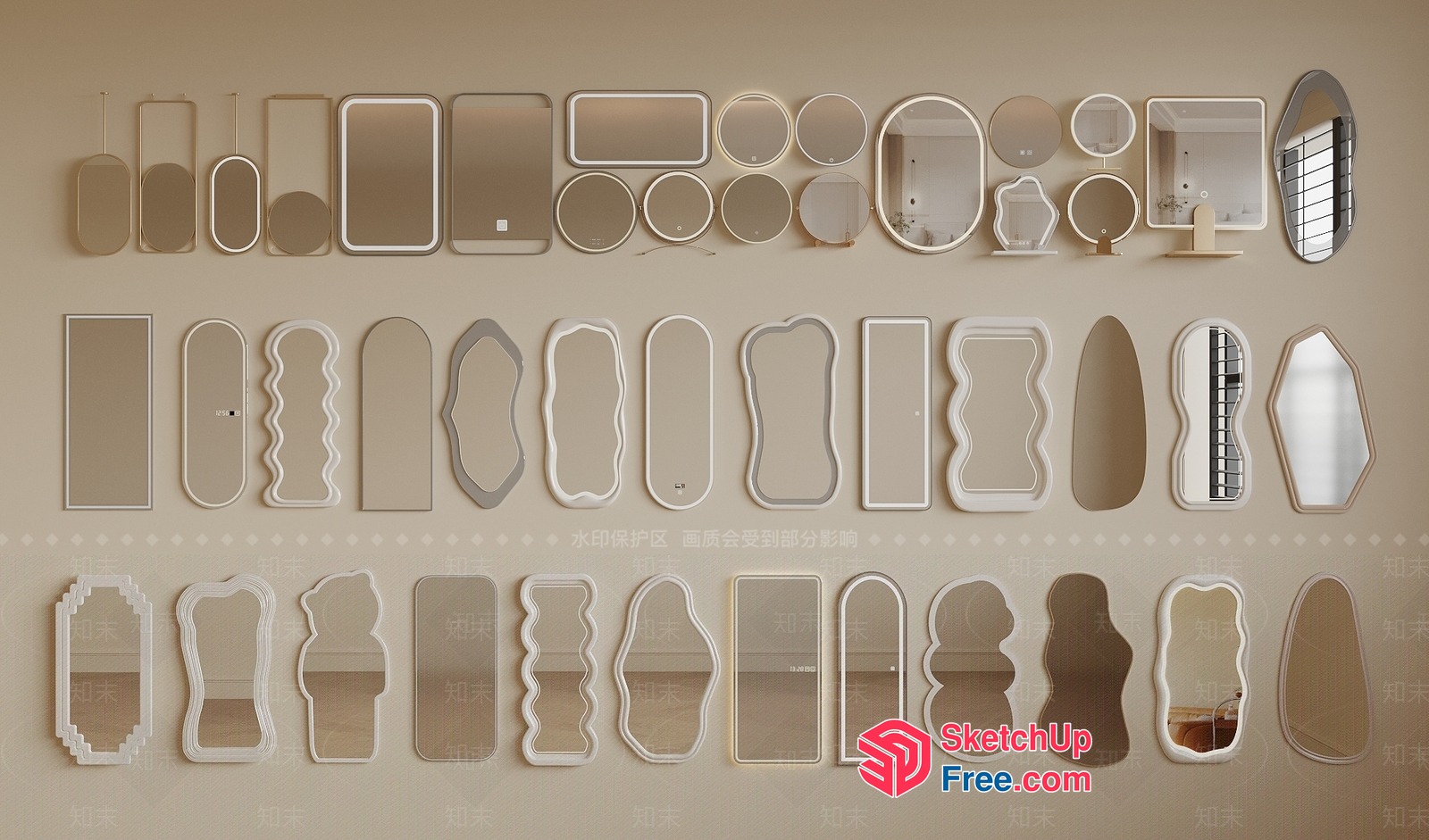 Modern Minimalist Mirror Collection 3D SketchUp File