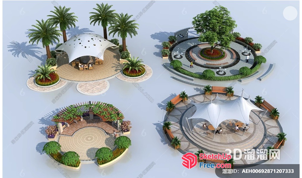 Palm Tree Decorative Outdoor Pavilion 3D SketchUp File