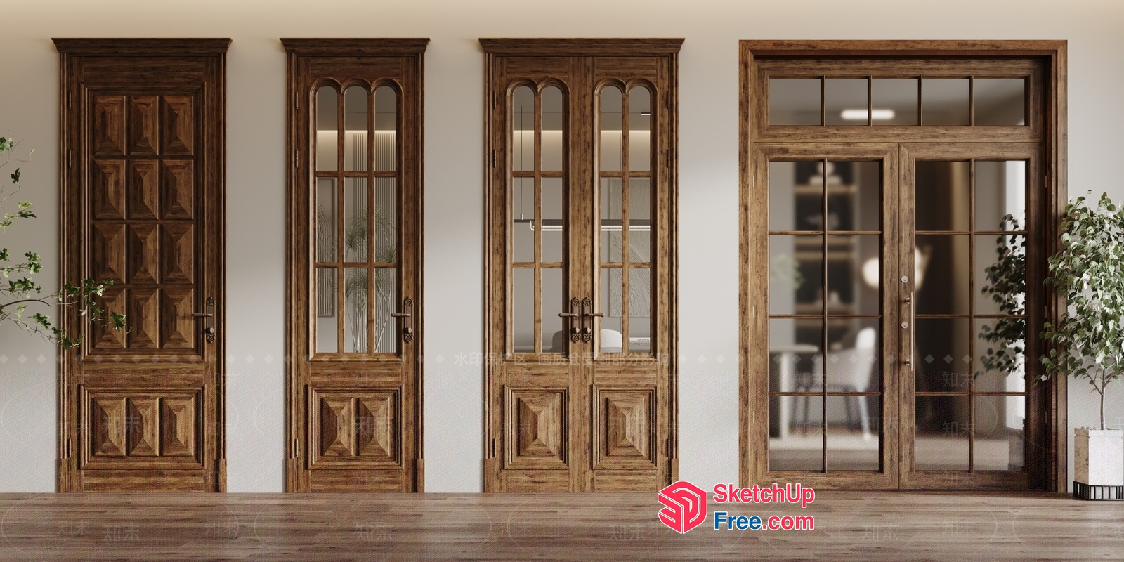 Elegant Wooden Door Designs For Classic Interiors 3D SketchUp File