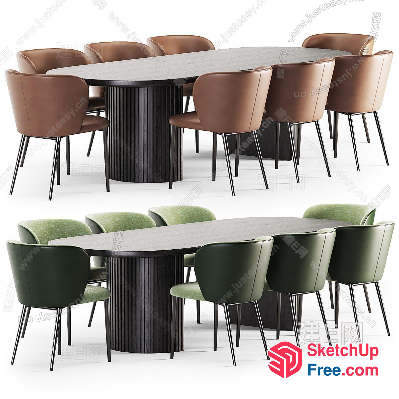Modern Dining Table And Chairs Set 3D SketchUp File