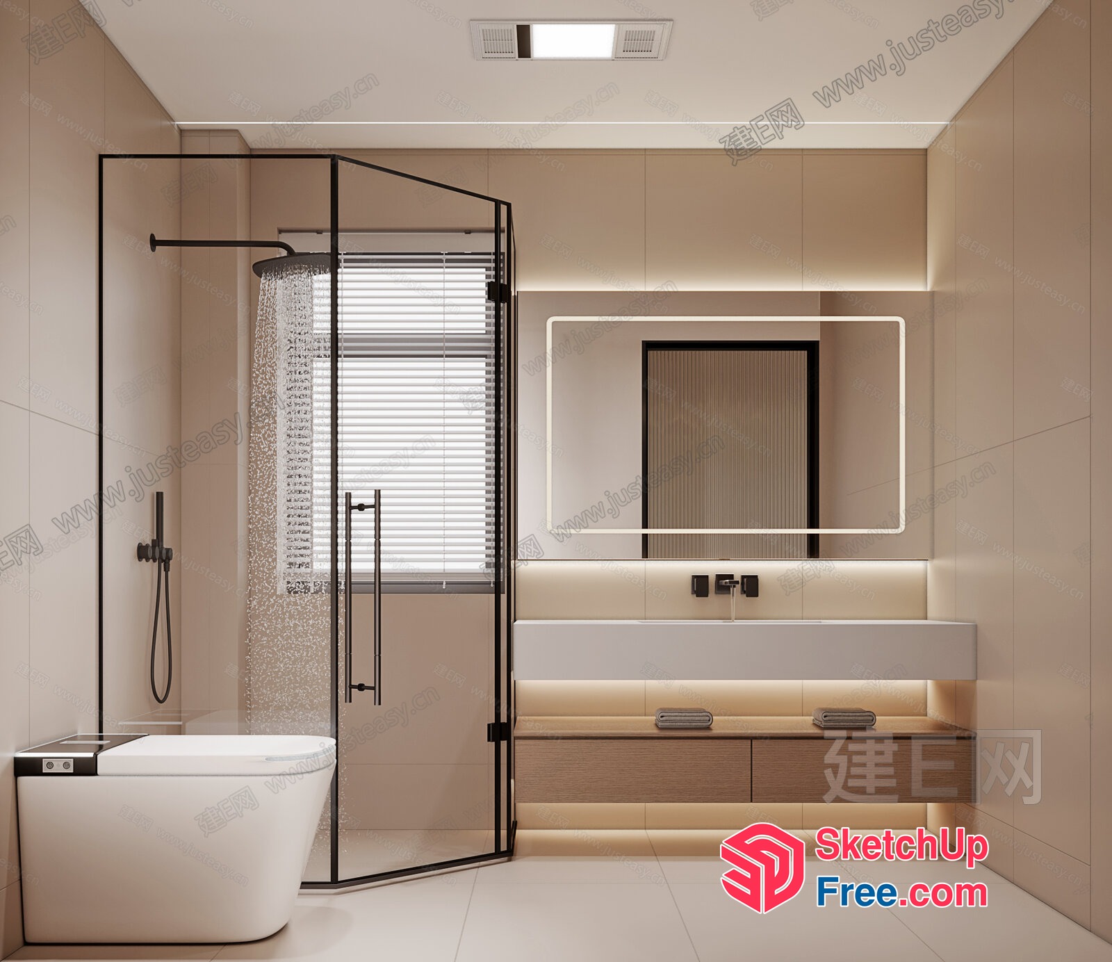 Modern Minimalist Bathroom Design With Clean Lines And Neutral Colors 3D SketchUp File