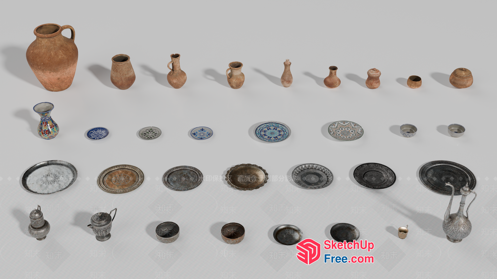 Antique Decorative Tableware Collection 3D SketchUp File