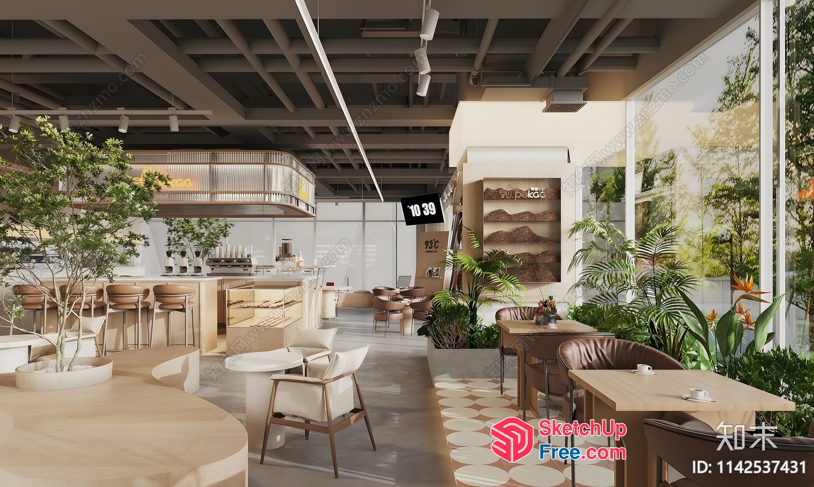 Modern And Natural Cafe Interior 3D SketchUp File