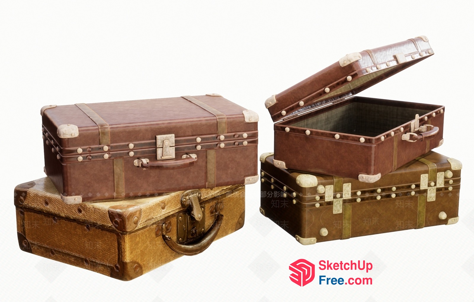 Stack Of Vintage Suitcases 3D SketchUp File