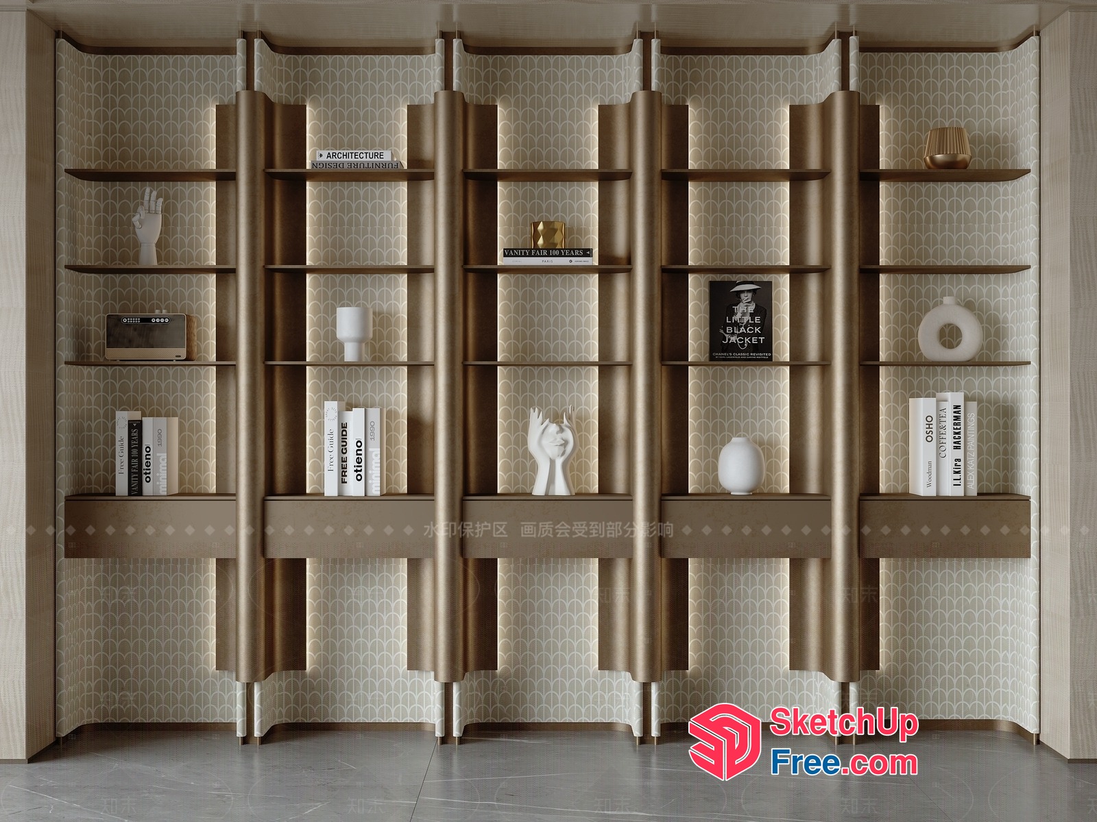 Modern Shelf Unit With Decorative Items 3D SketchUp File