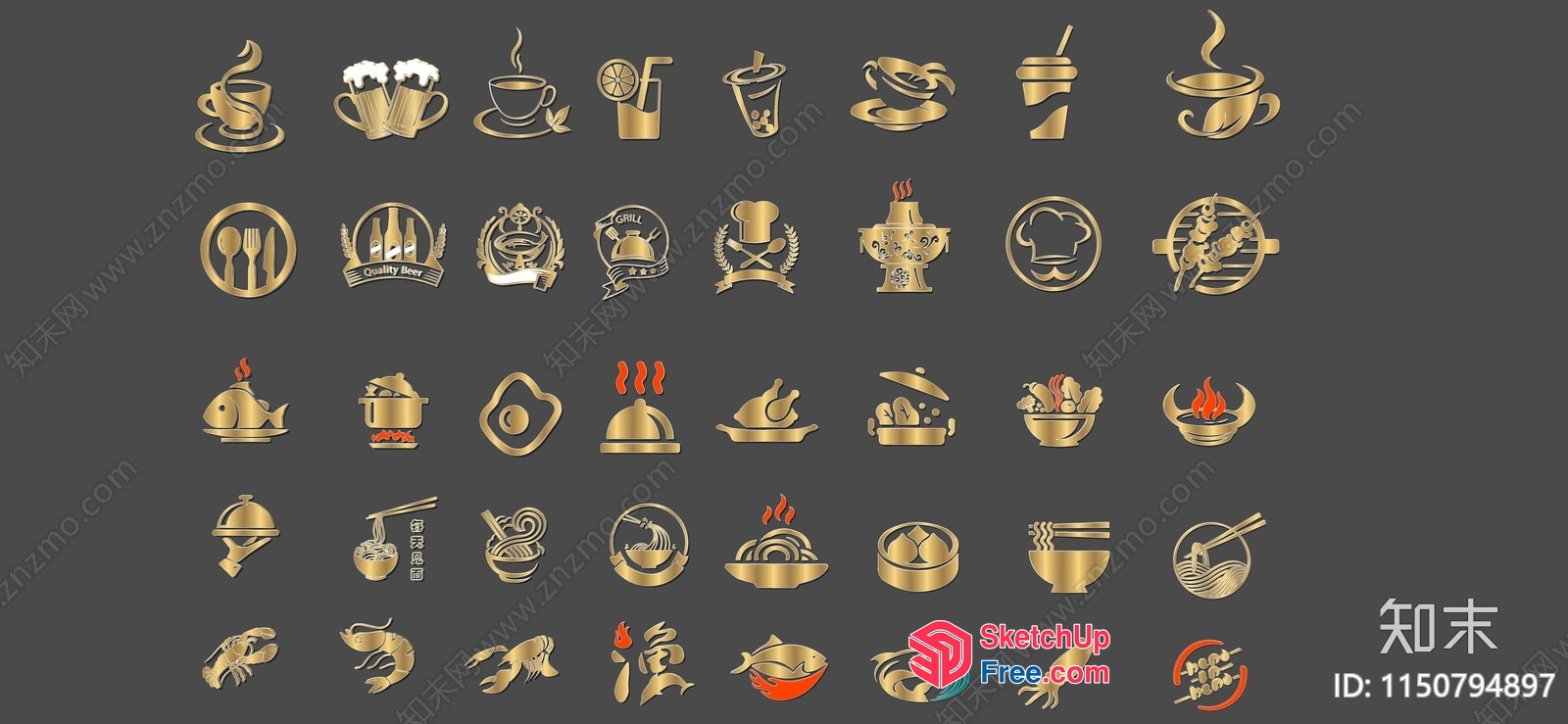 Food And Beverage Icons 3D SketchUp File