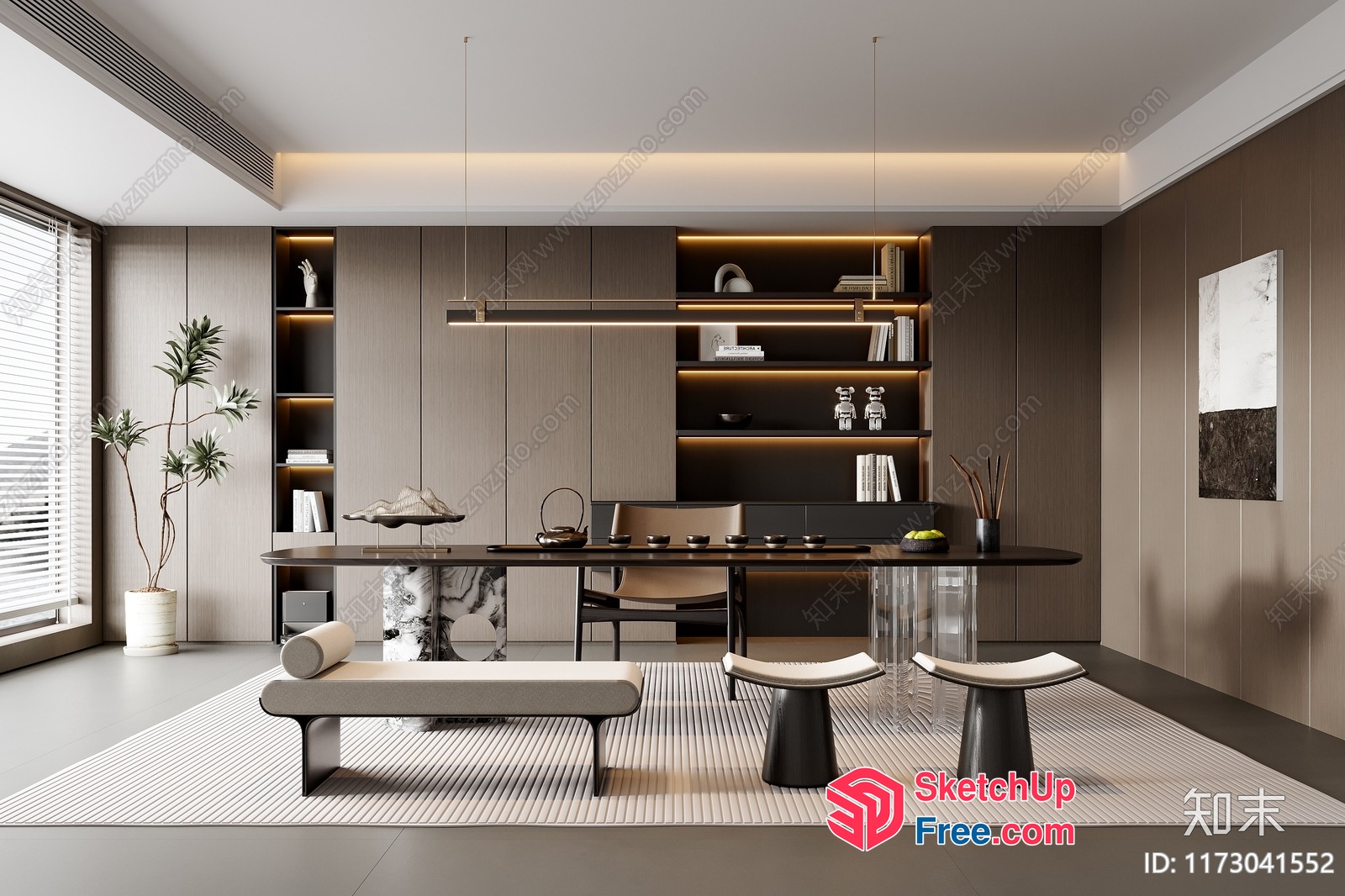 Elegant Minimalist Modern Office Interior 3D SketchUp File