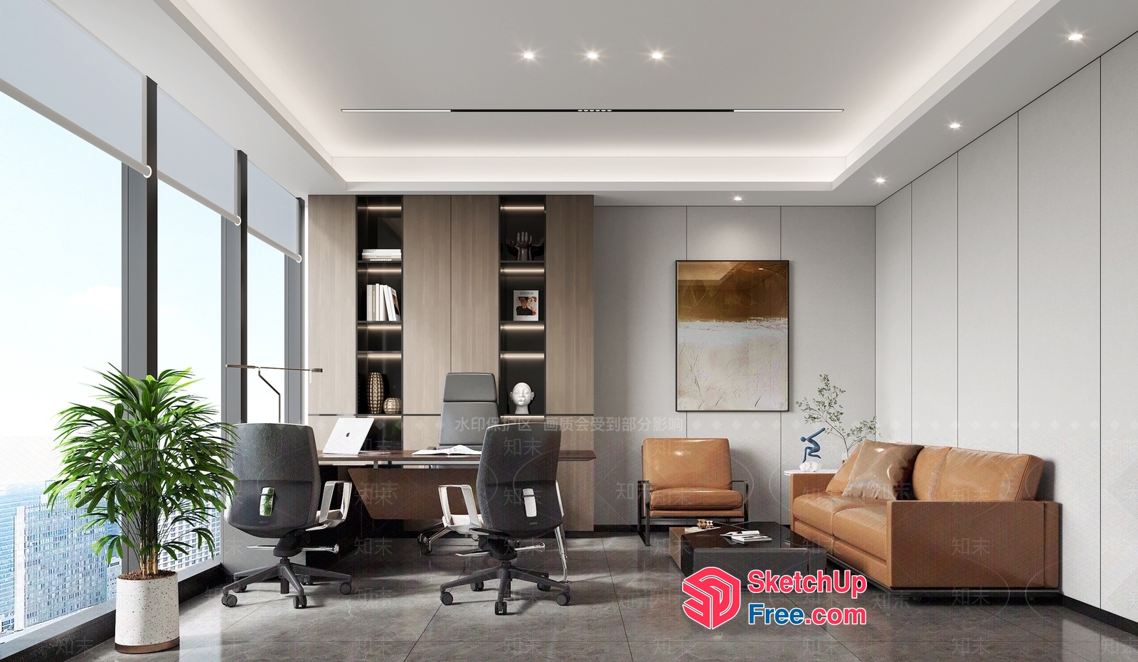 Modern Office Space With Sleek Furniture And Natural Light 3D SketchUp File