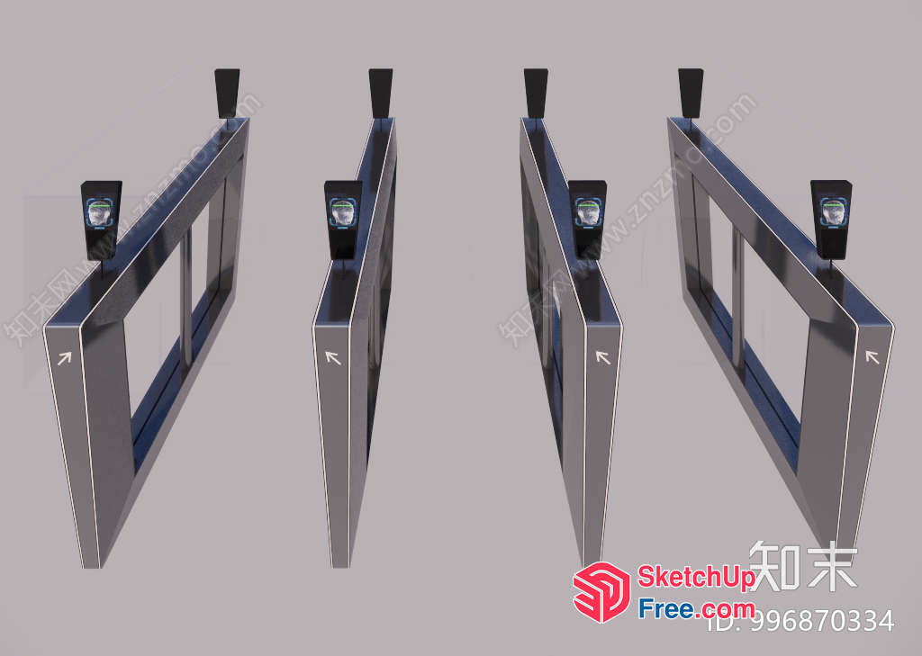 Modern Glass Wall Partition With Black Frame 3D SketchUp File