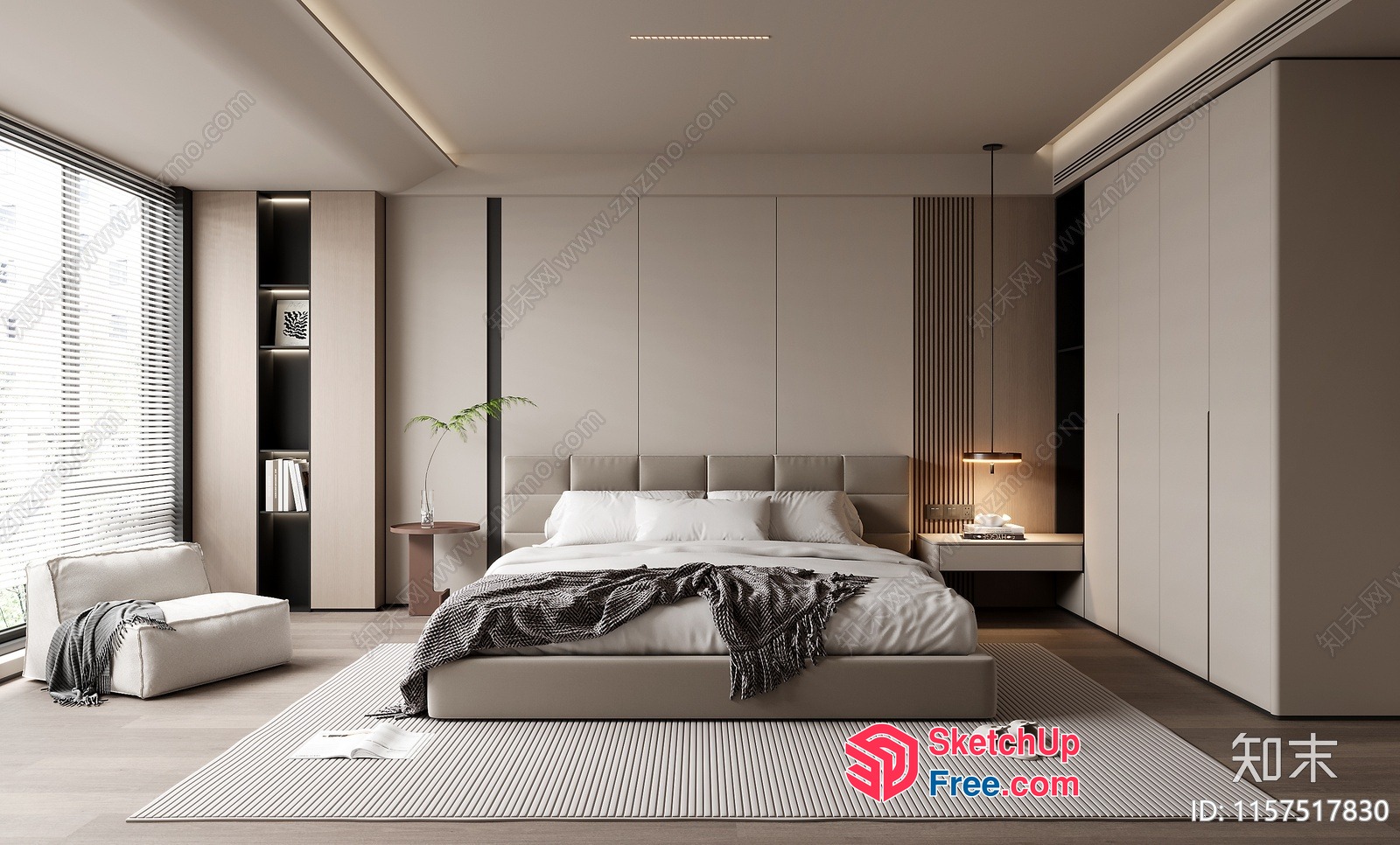 Minimalist Bedroom With Modern Furniture And Natural Light 3D SketchUp File