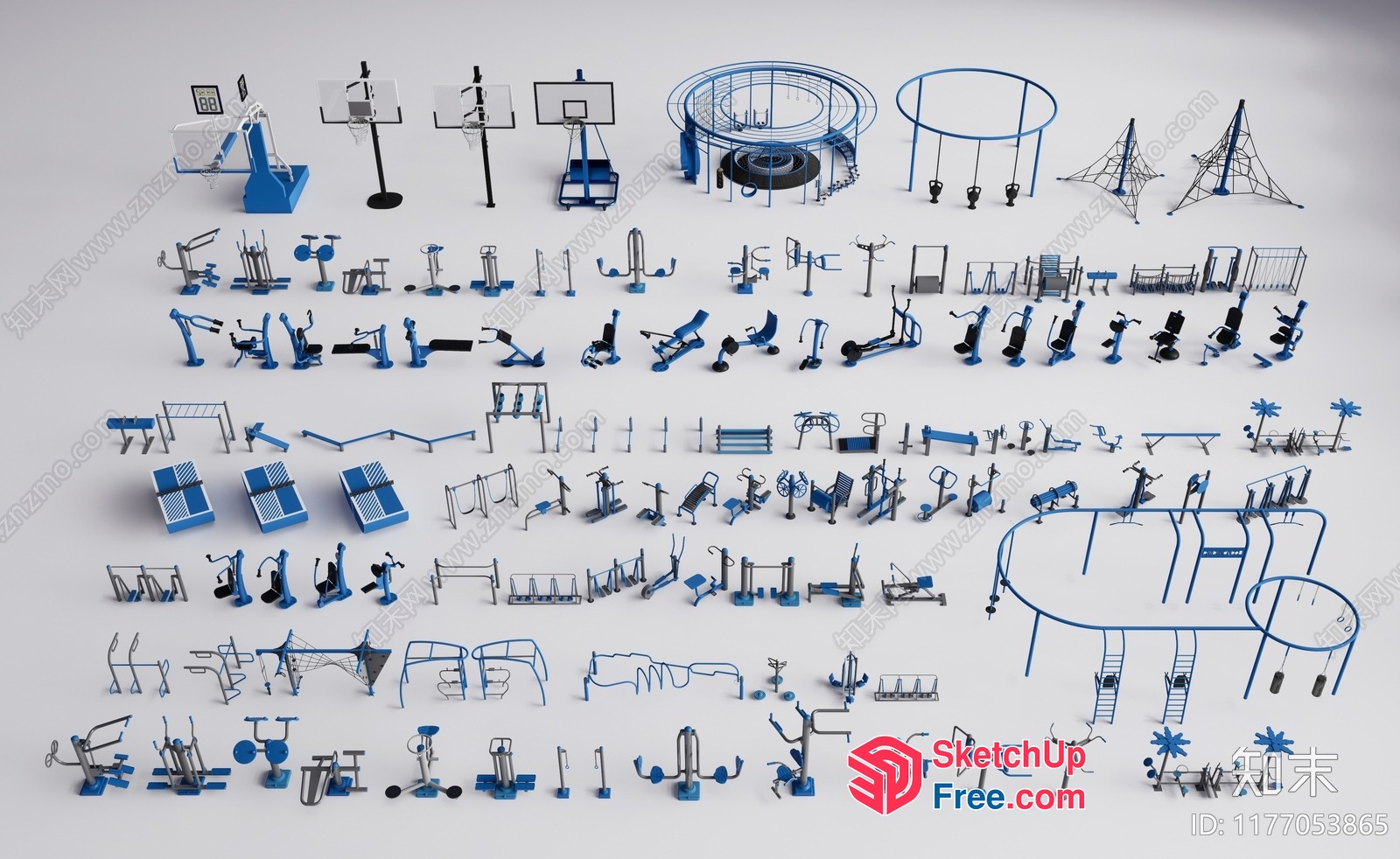 Various Gym Equipment And Playgrounds 3D SketchUp File