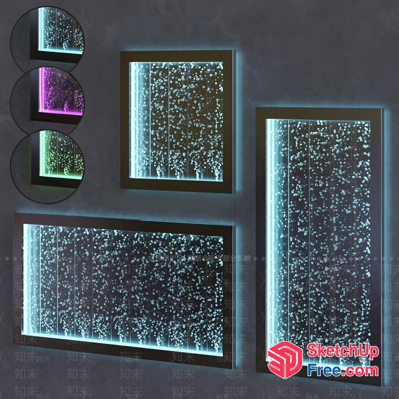 Contemporary Glass Wall Decor With Ambient Lighting 3D SketchUp File