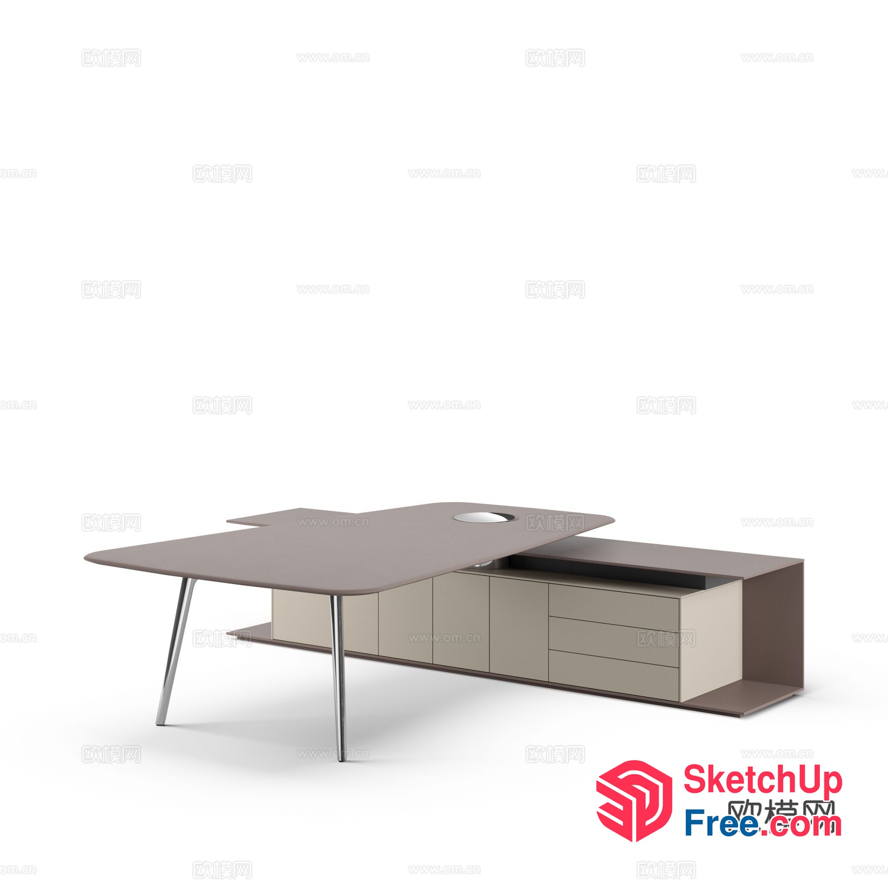 Modern Office Desk With Storage 3D SketchUp File