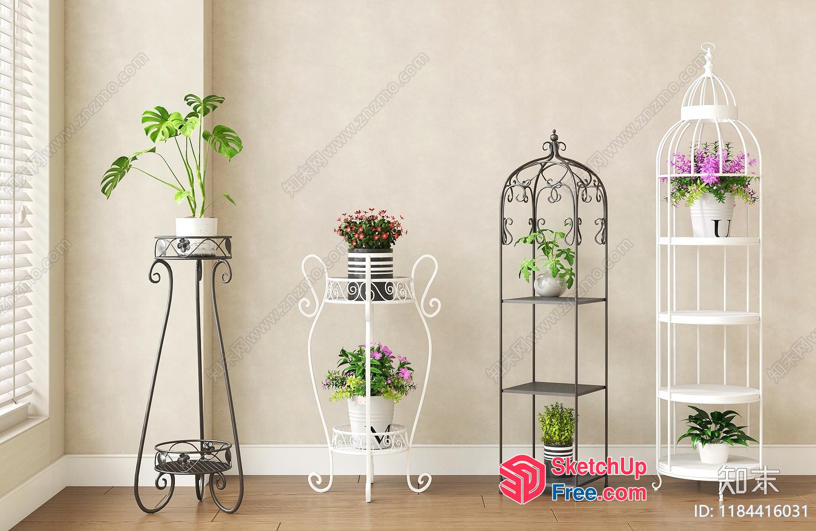 Elegant Indoor Plant Display Furniture Collection 3D SketchUp File