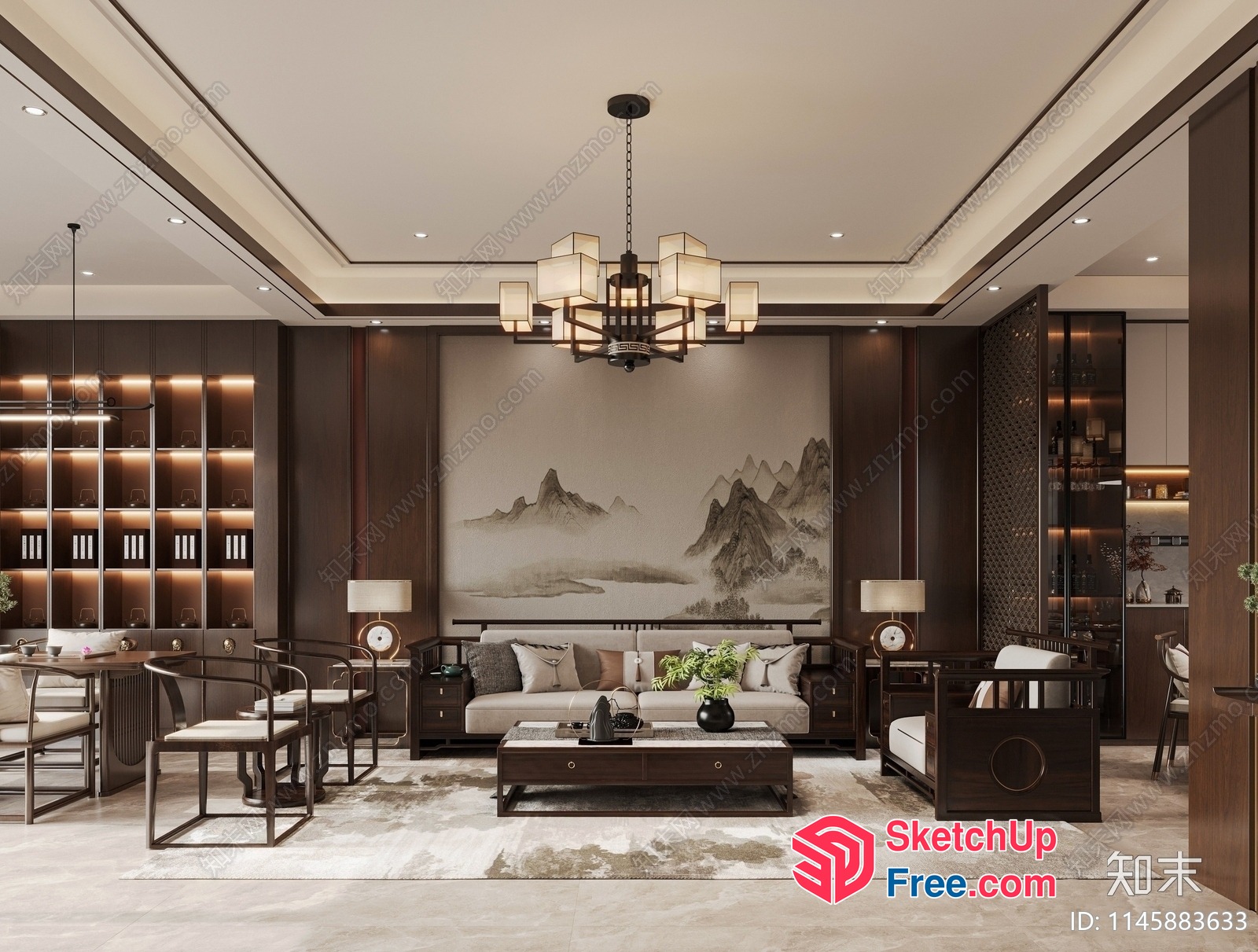 Elegant And Sophisticated Modern Living Room Design 3D SketchUp File
