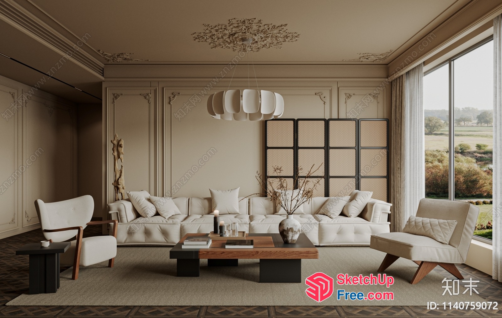 Elegant And Modern Living Room Interior 3D SketchUp File