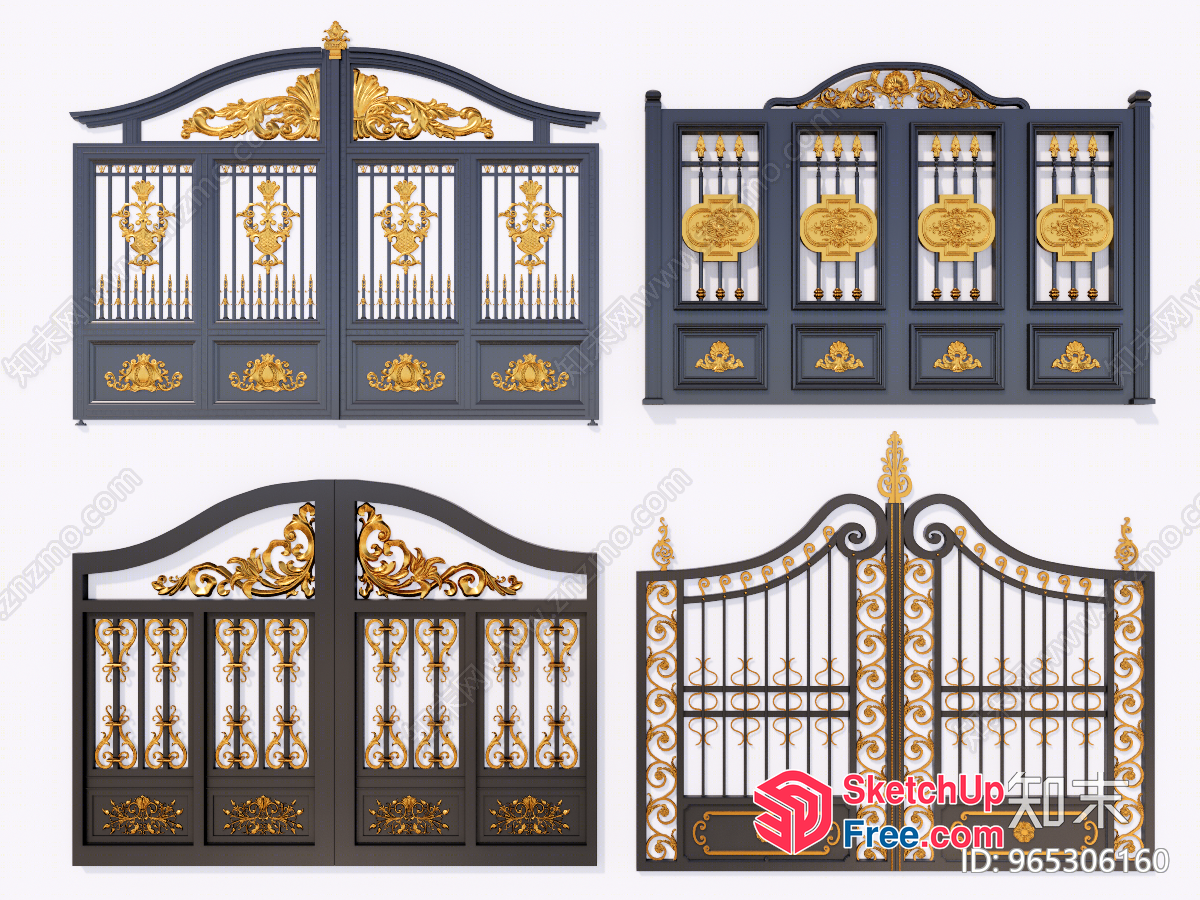 Ornate Gold And Black Gate Designs 3D SketchUp File