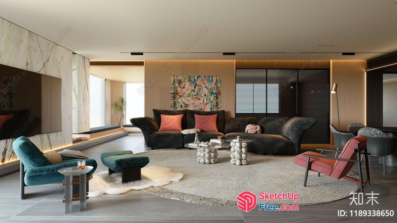 Elegant Modern Living Room Interior 3D SketchUp File