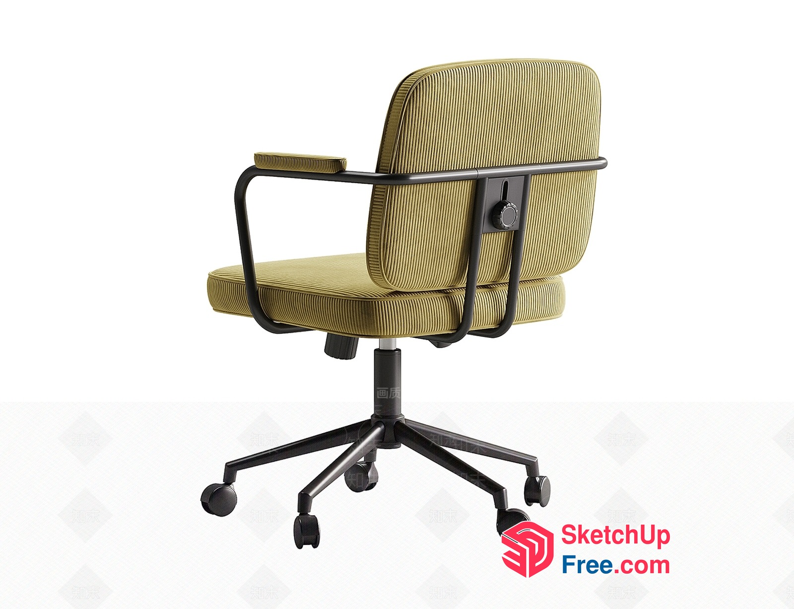 Modern Office Chair With Black Frame And Green Cushions 3D SketchUp File