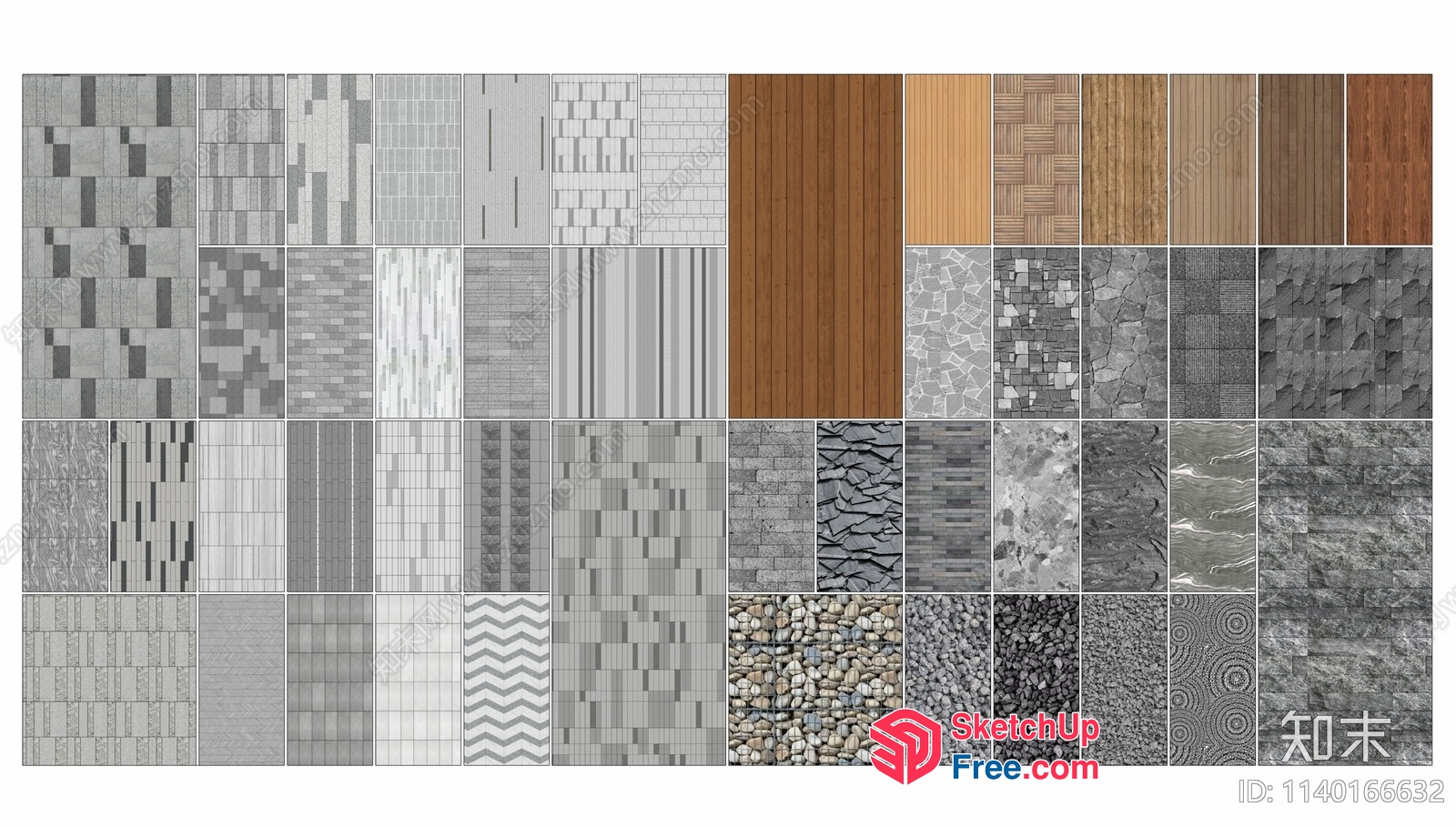 Various Grey And Brown Patterned Textures 3D SketchUp File