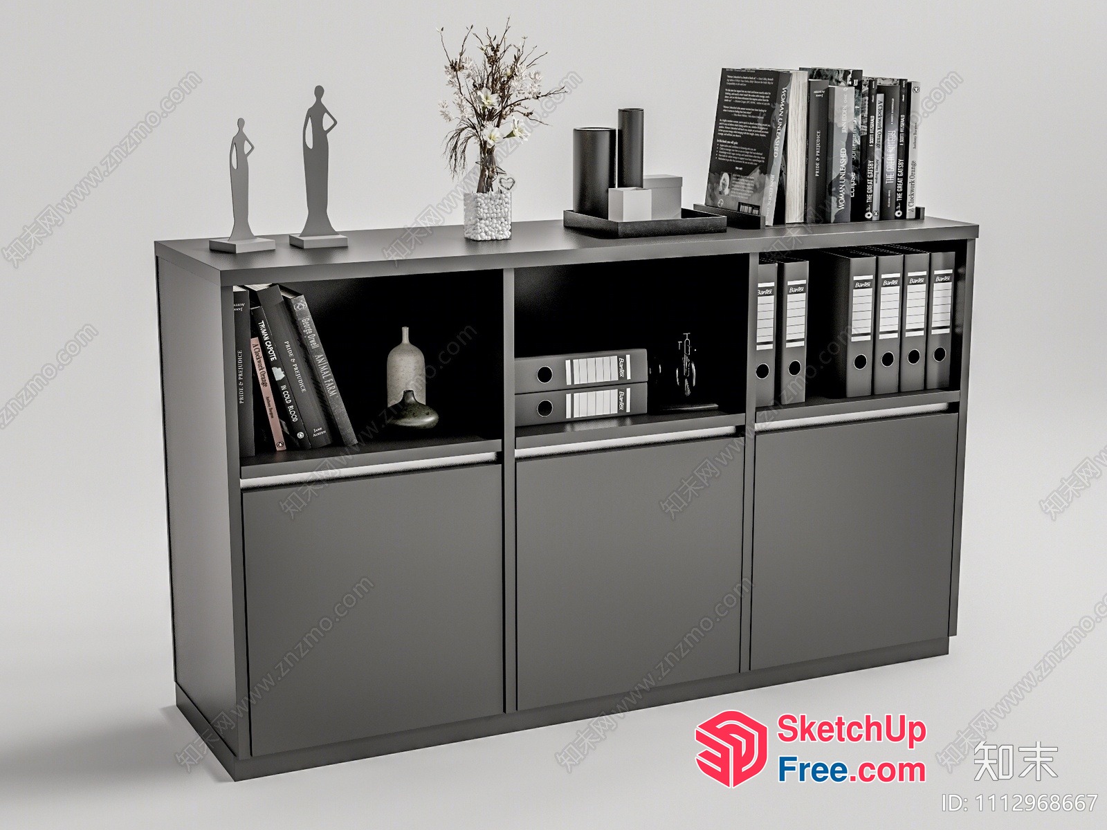 Modern Office Furniture With Decorative Shelf 3D SketchUp File