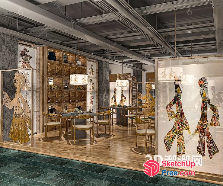 Modern Asian Dining Room Interior 3D SketchUp File