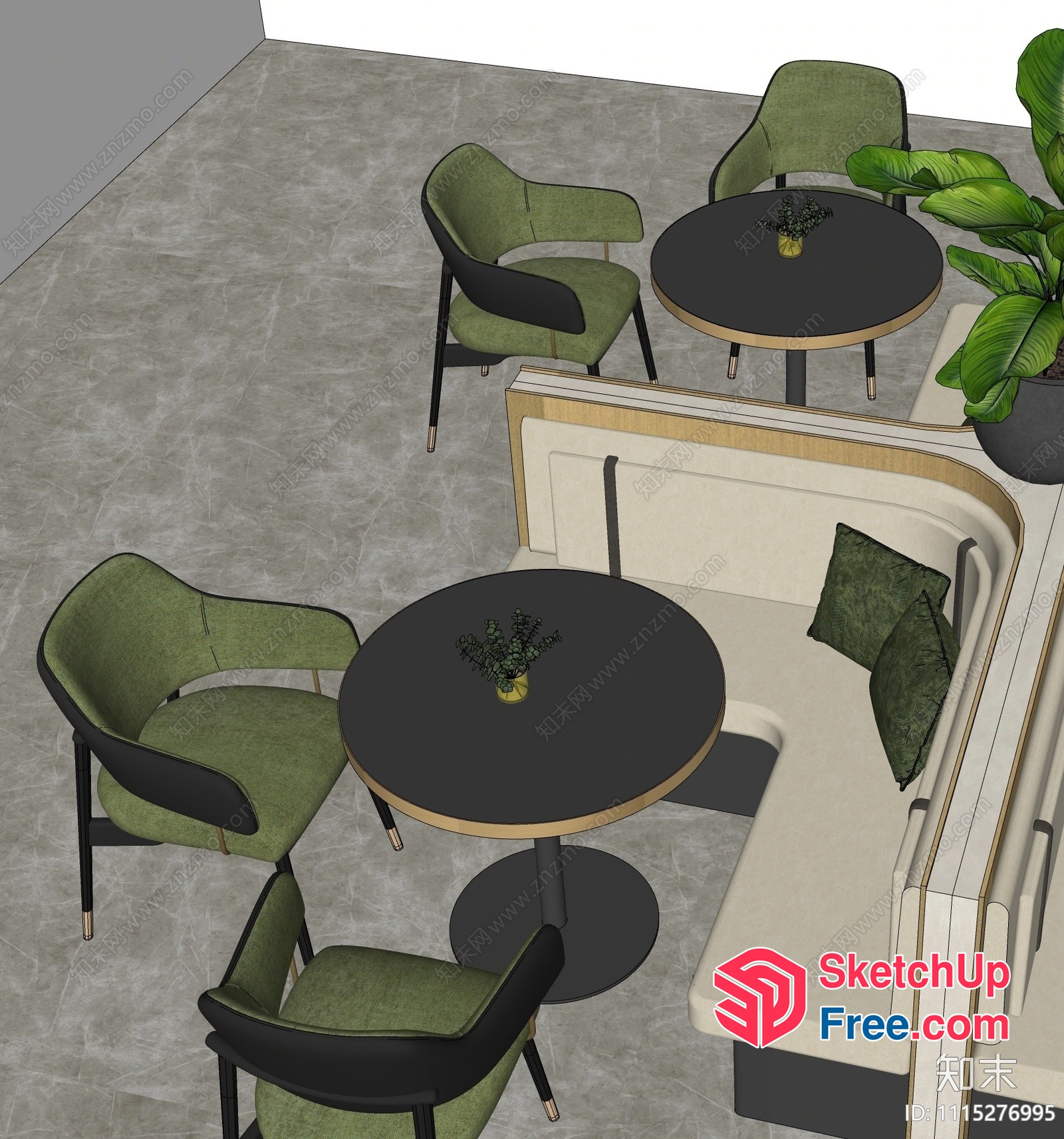 Minimalist Style Green And White Interior Furniture 3D SketchUp File