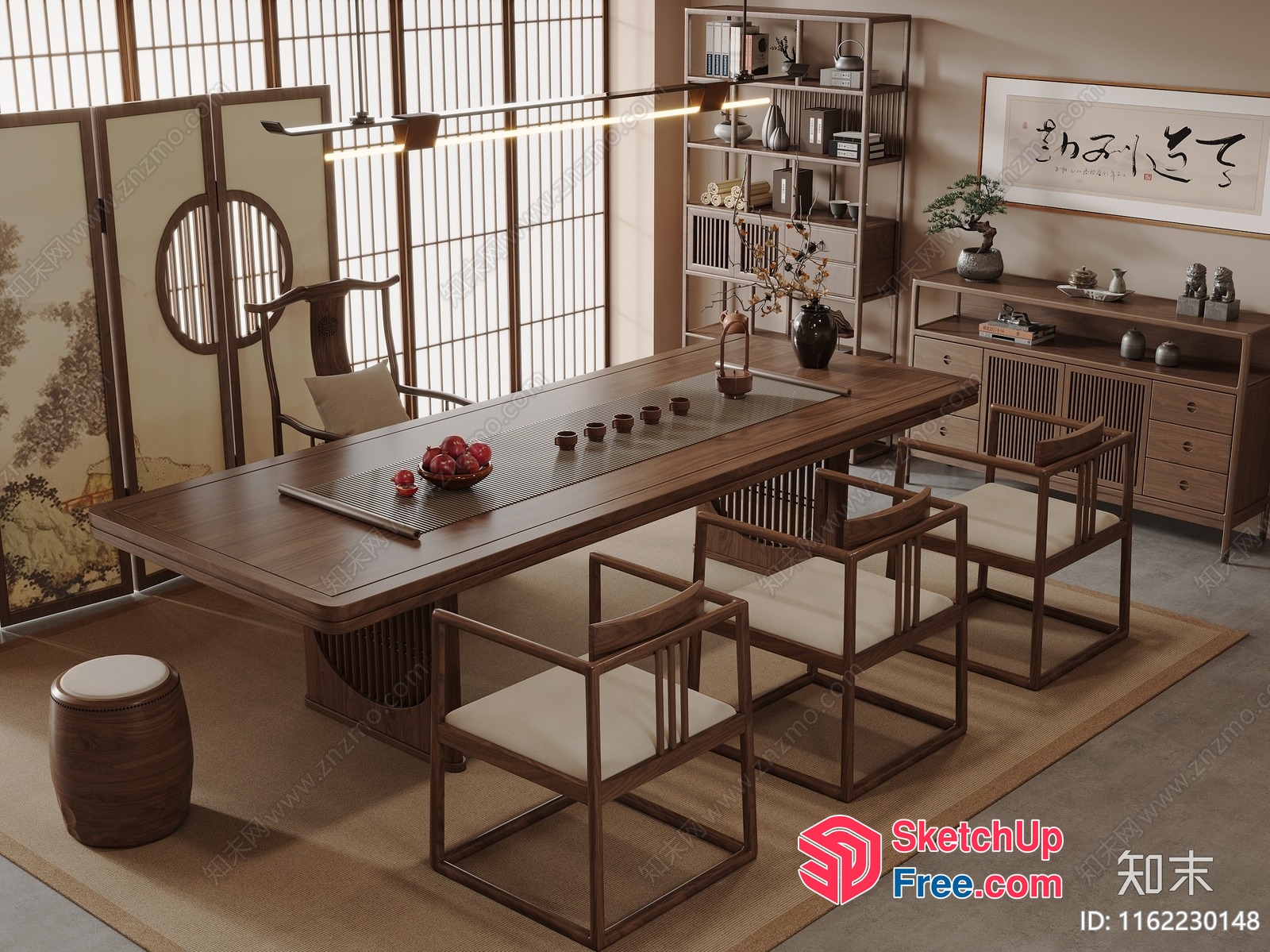 Traditional Japanese-Inspired Living Room Interior 3D SketchUp File