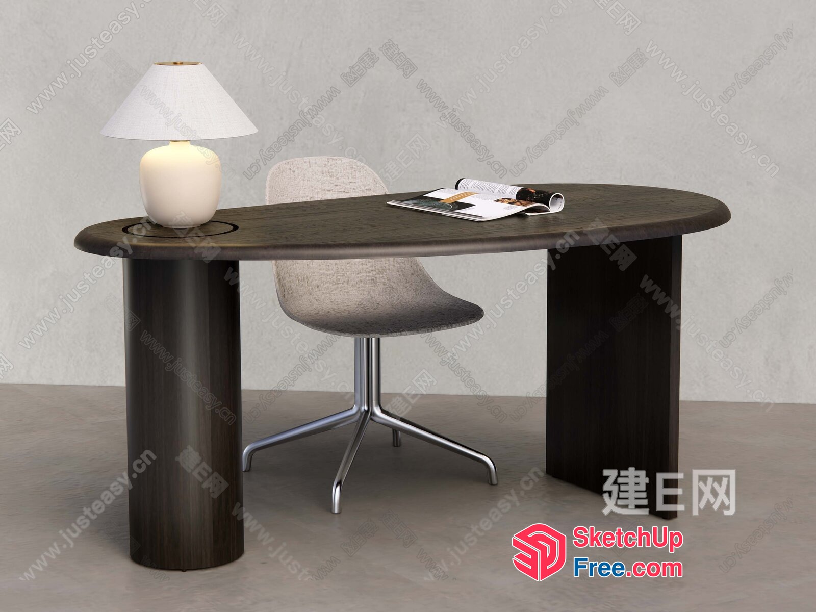 Office Desk With Chair And Lamp 3D SketchUp File