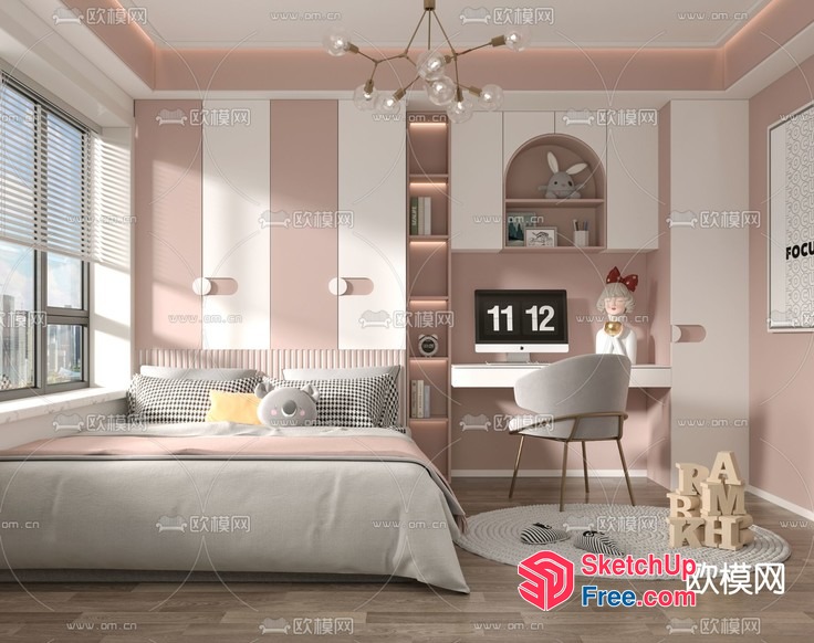 Modern Minimalist Bedroom Interior 3D SketchUp File