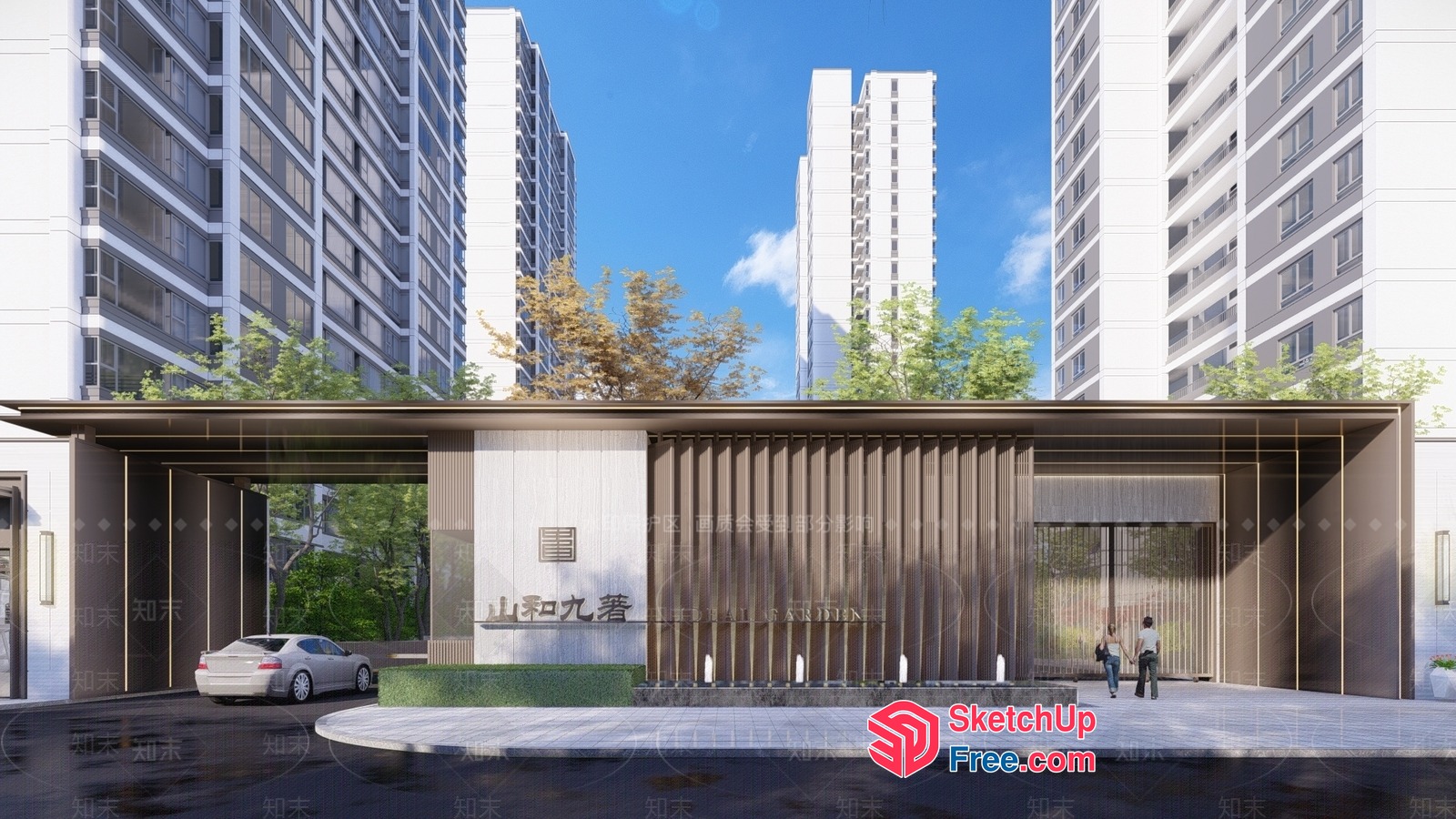 Modern Asian-Inspired Residential Building 3D SketchUp File