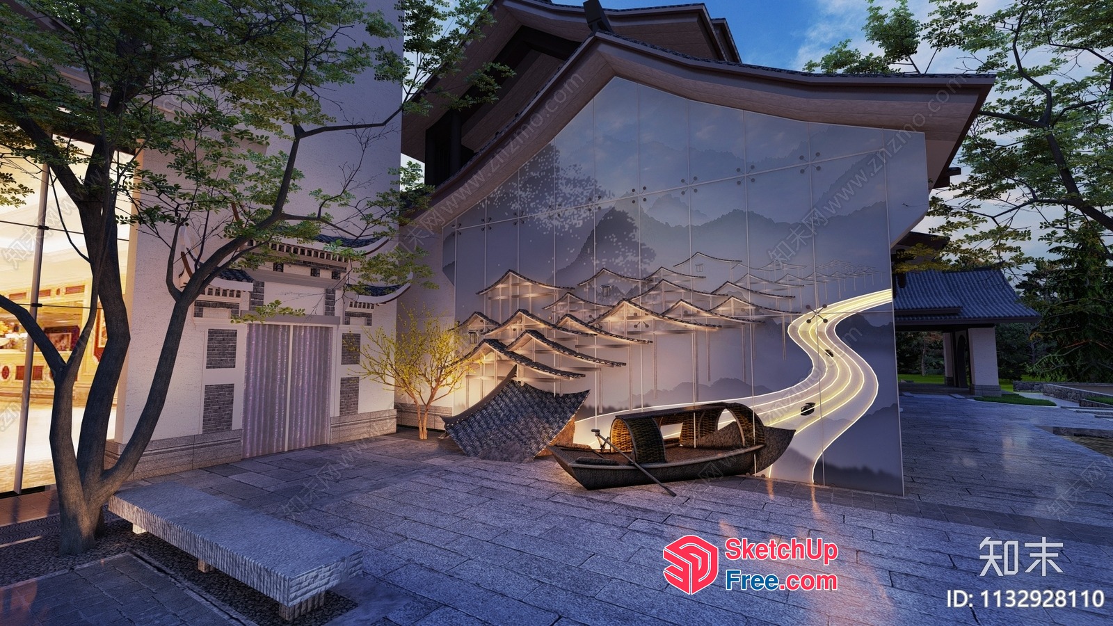 Traditional Asian-Inspired Villa Exterior 3D SketchUp File
