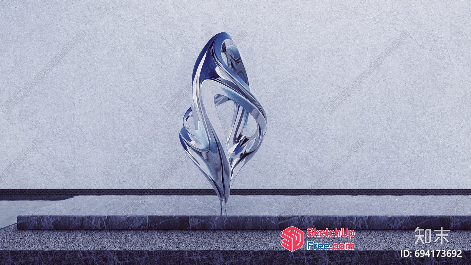 Glass Sculpture On A Marble Platform 3D SketchUp File