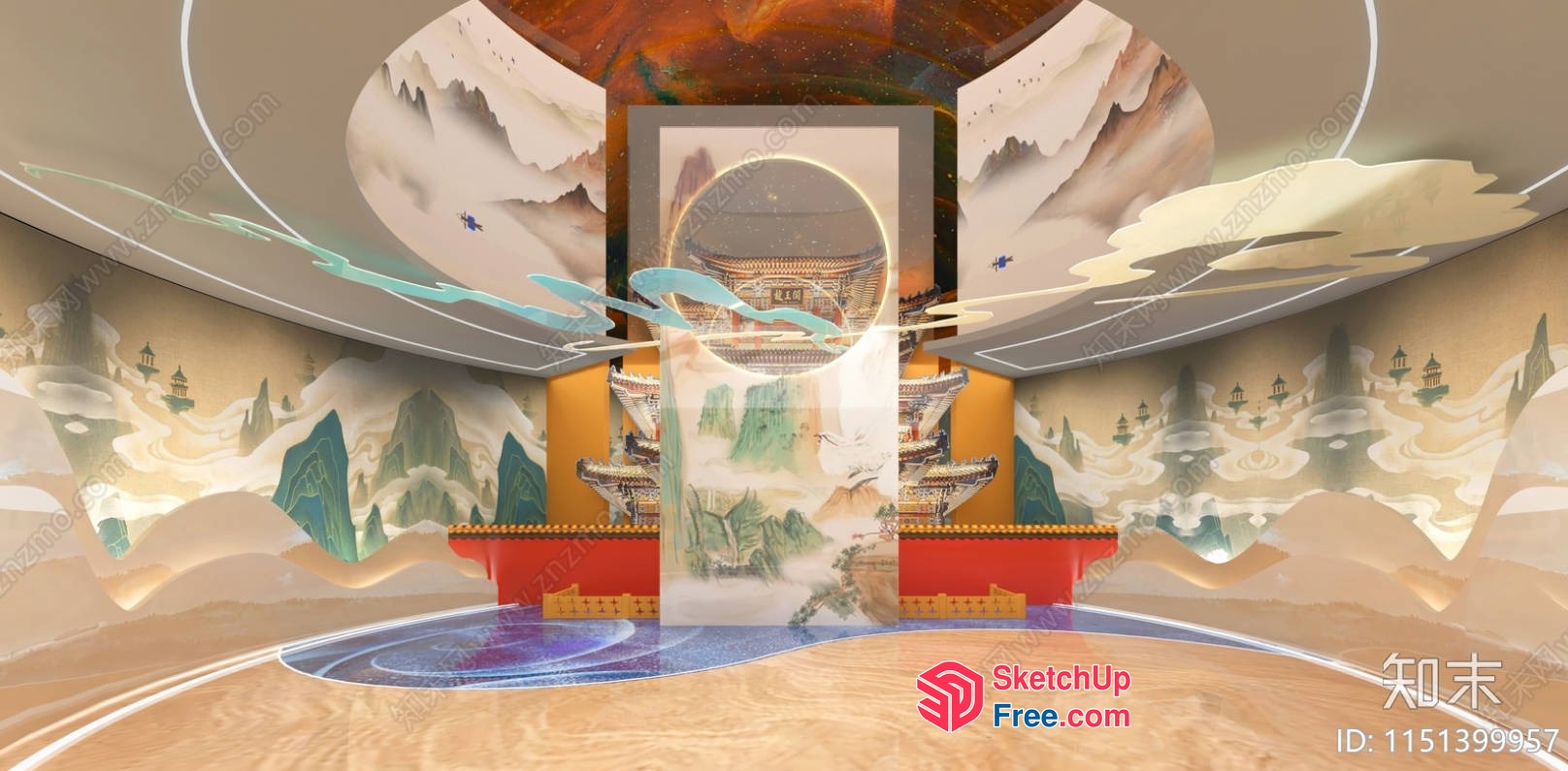 Futuristic Asian-Inspired Interior 3D SketchUp File