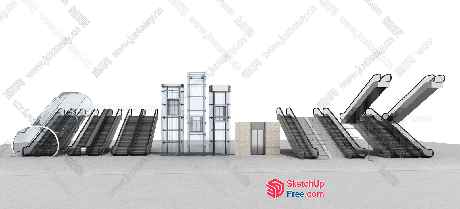 Escalator And Stairway Options 3D SketchUp File