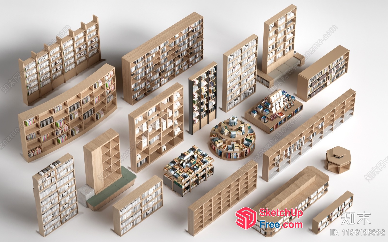 Bookcase Arrangement In A Library Setting 3D SketchUp File