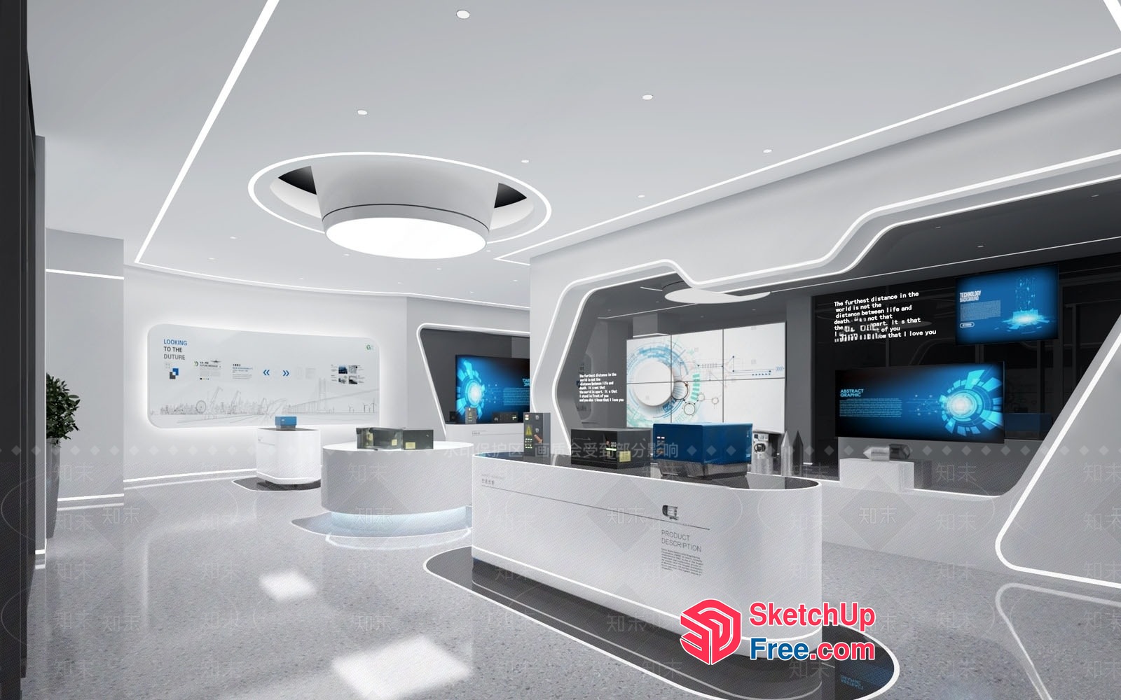 Modern Futuristic Office Interior 3D SketchUp File