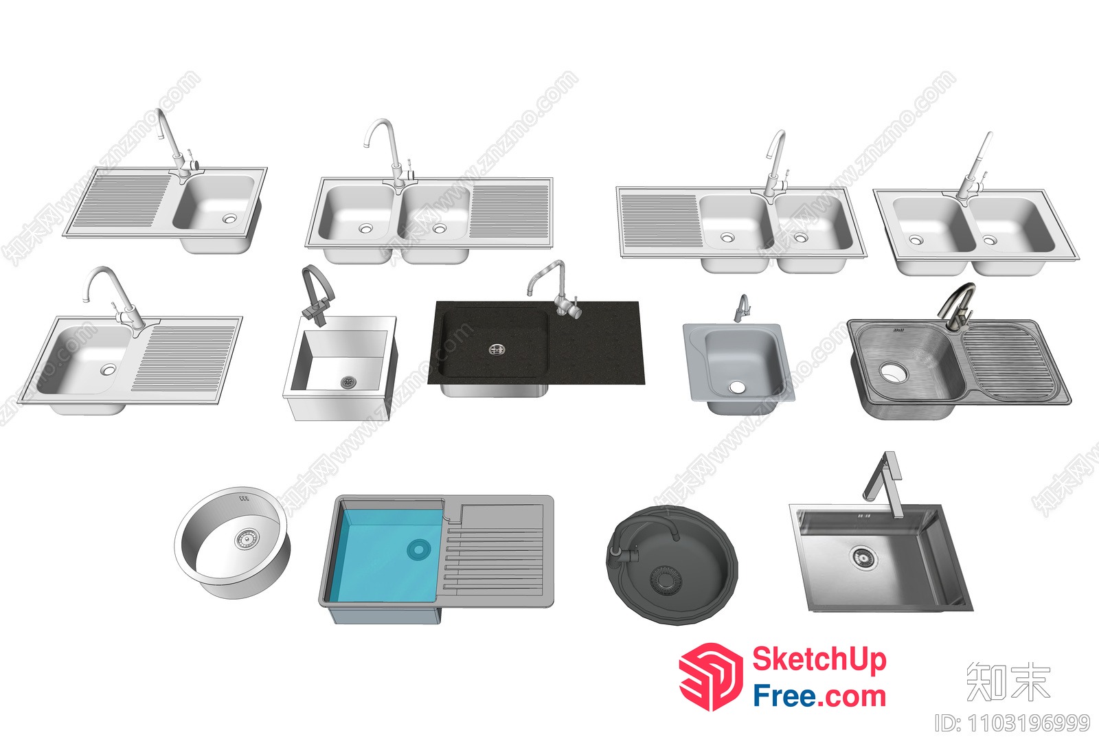 Kitchen Sink Options For Various Styles 3D SketchUp File