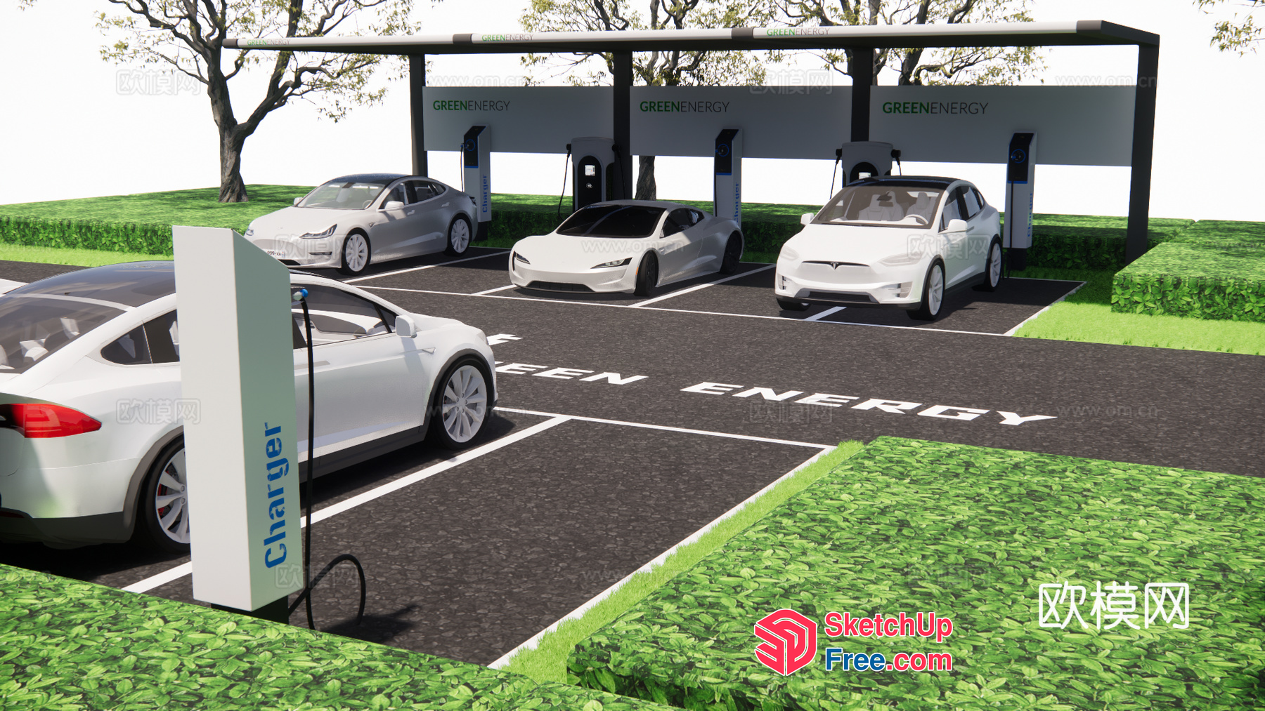 Green Energy Charging Station 3D SketchUp File