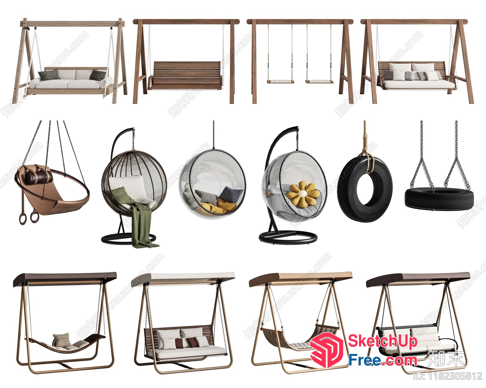Hanging Chairs And Swing Sets Collection 3D SketchUp File