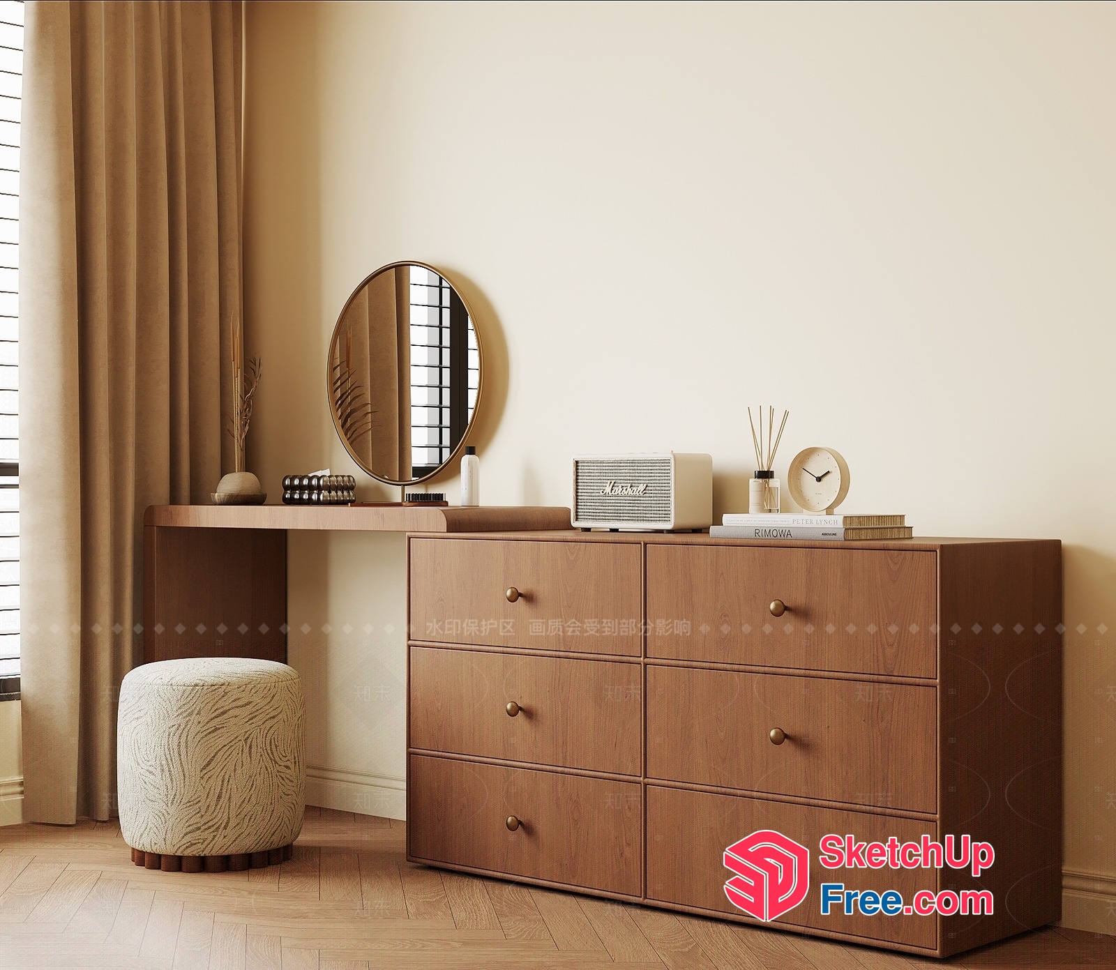 Minimalist Modern Dressing Table And Storage Unit 3D SketchUp File